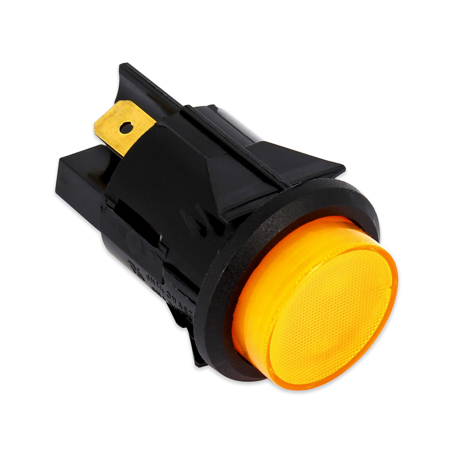Interruttore bipolare luminoso di colore giallo tondo Ø 24mm 250v 16a adattabile