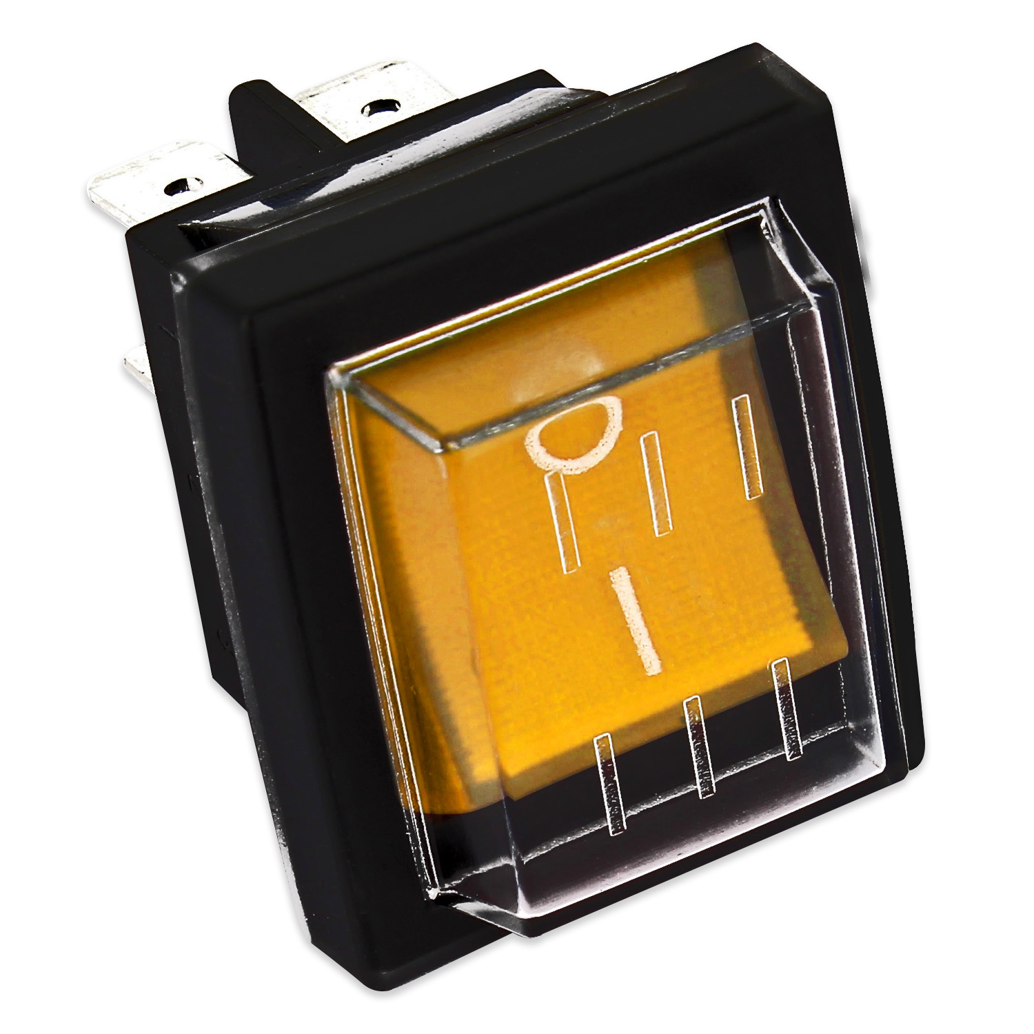 Interruttore 22x30 bipolare luminoso di colore giallo con protezione 250v 16a 4