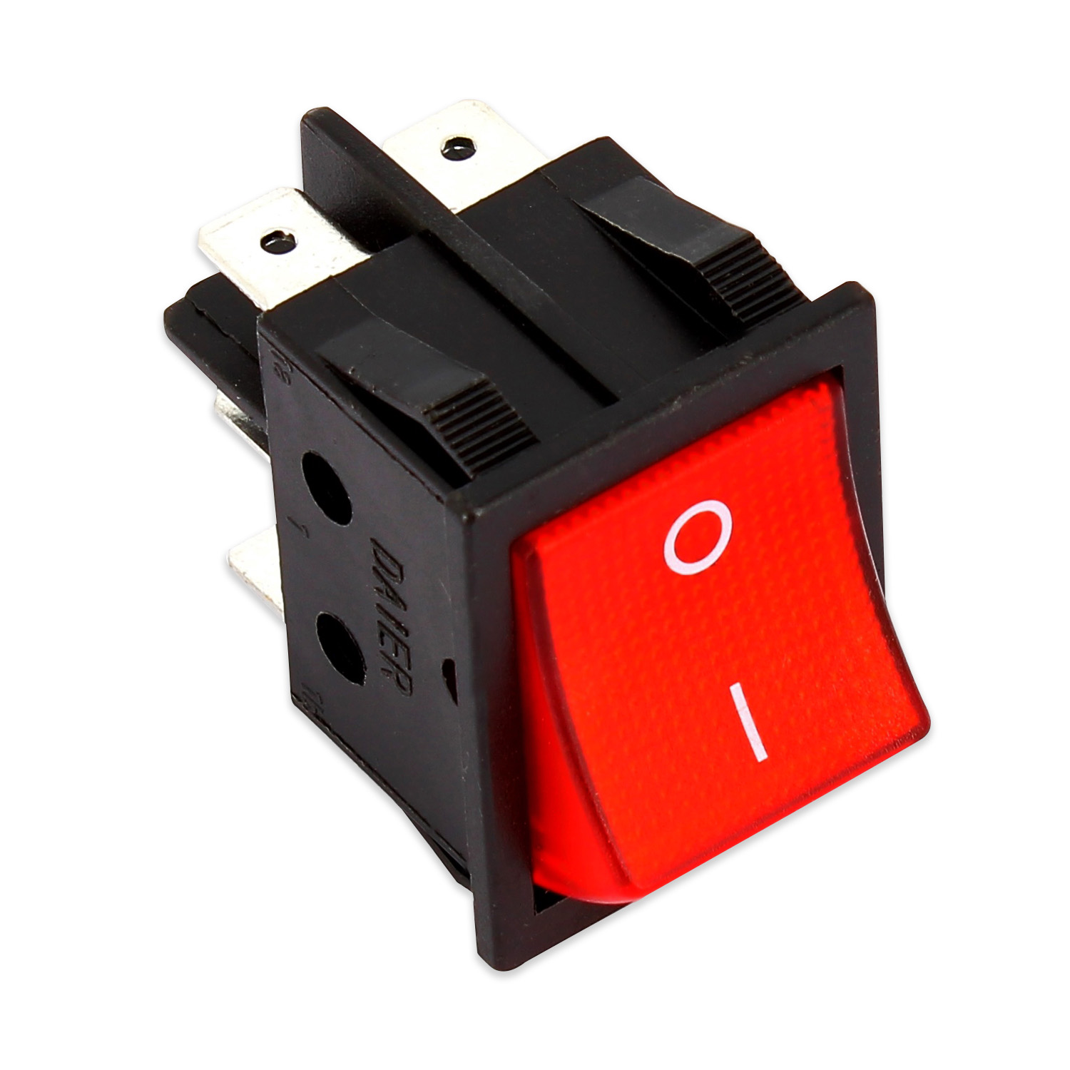Deviopulsante bipolare luminoso di colore rosso 6 faston 30x22mm adattabile