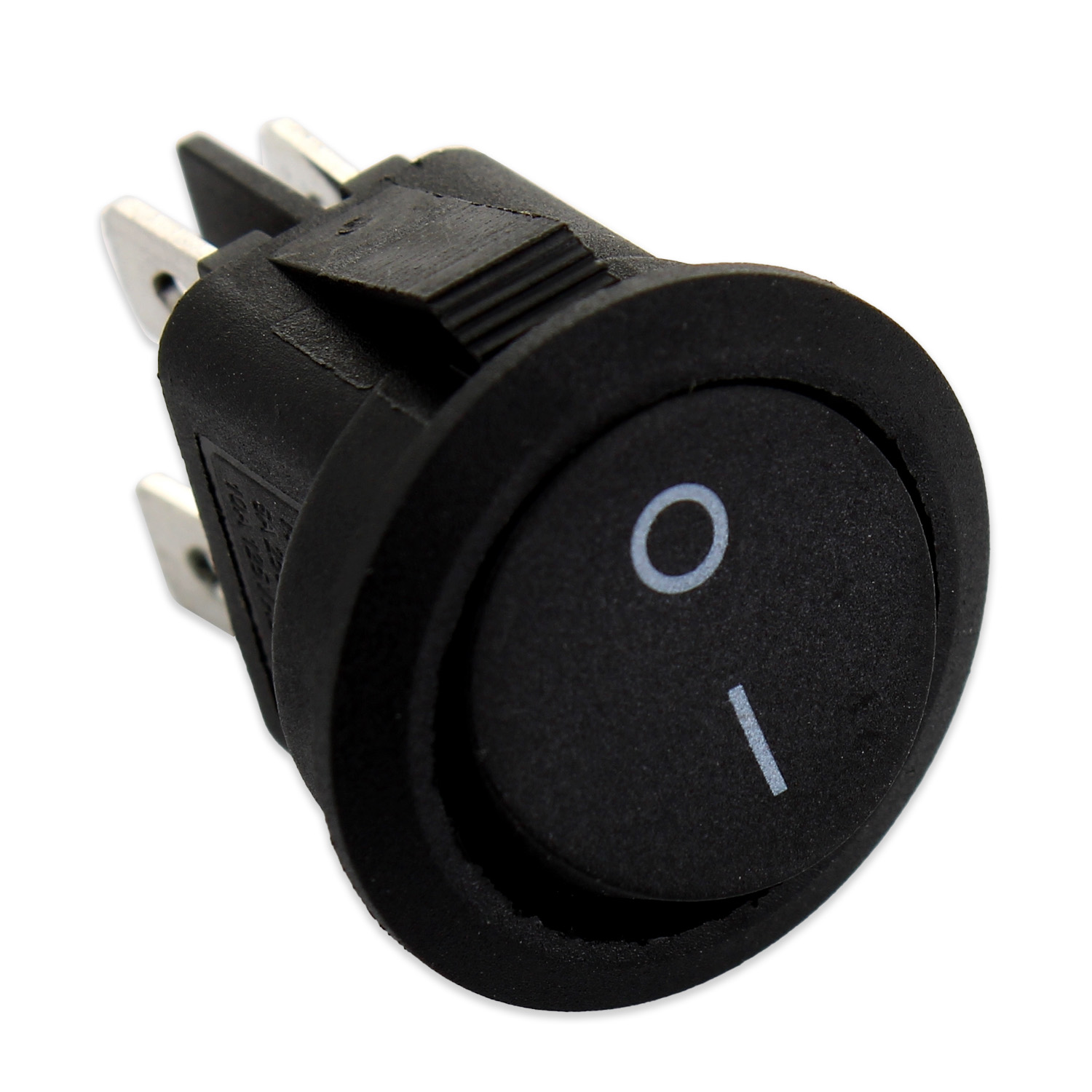 Interruttore tondo nero Ø 20mm 6a 250v bipolare 4 faston 4,8mm adattabile