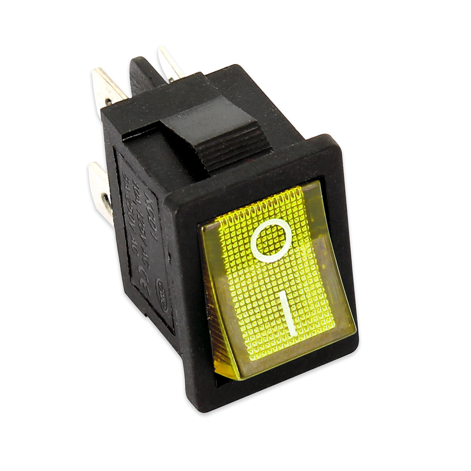 Interruttore bipolare luminoso giallo 250v 6a - faston da 4,8 adattabile