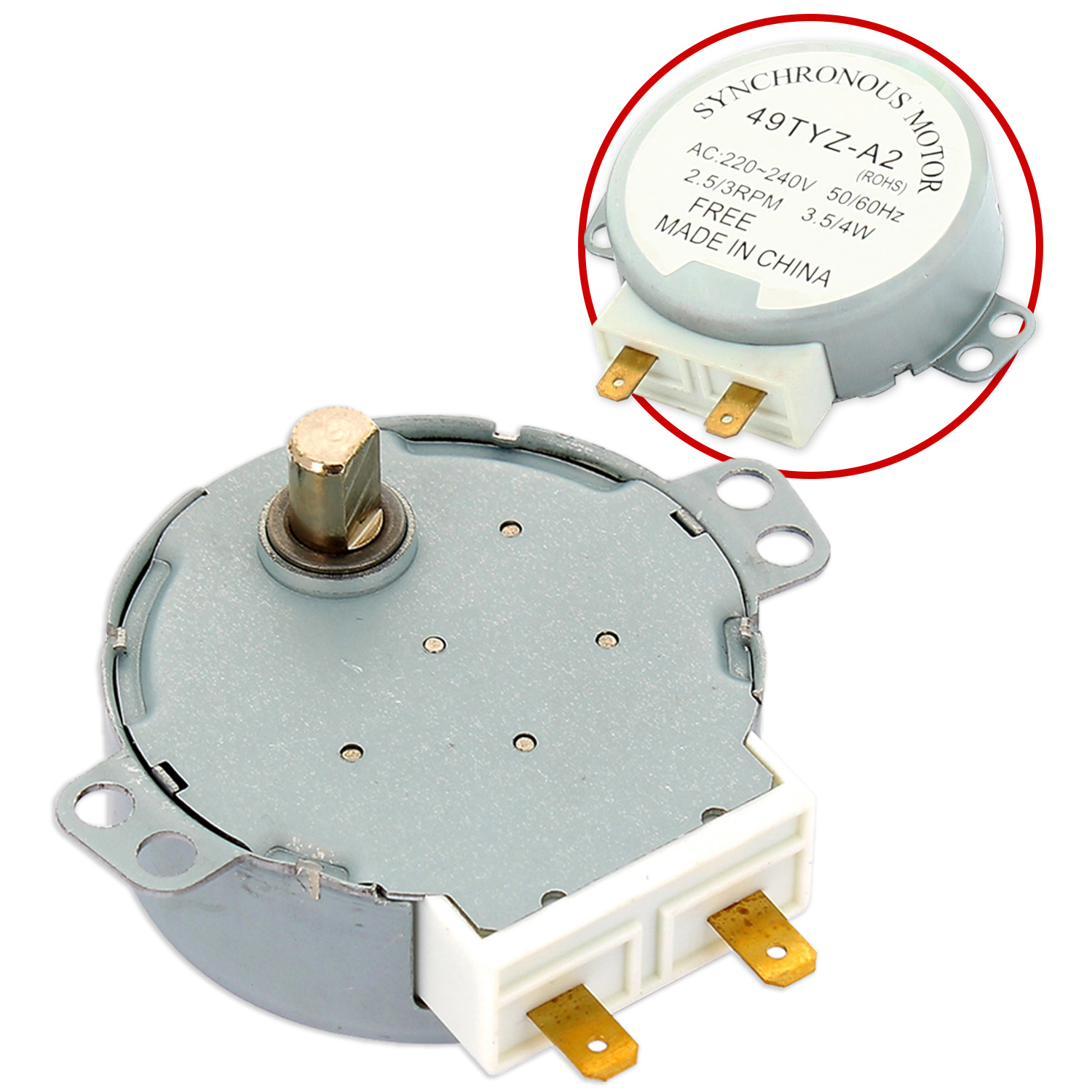 Motore trascinatore piatto microonde alberino 10mm 220/240v 50/60hz - 2,5/3rpm 4