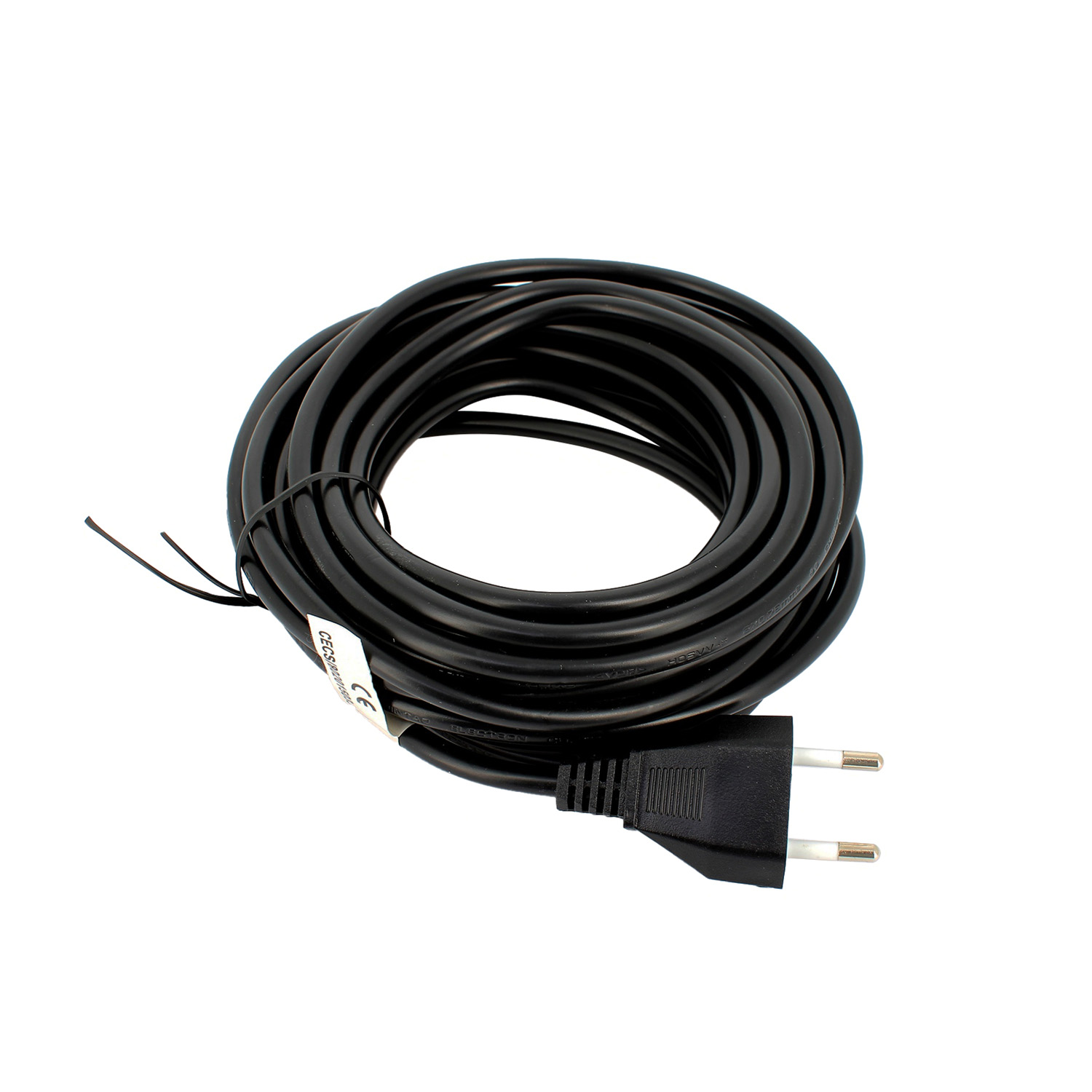 Cavo pvc tondo di colore nero 7mt 2x0,75mm spina italia