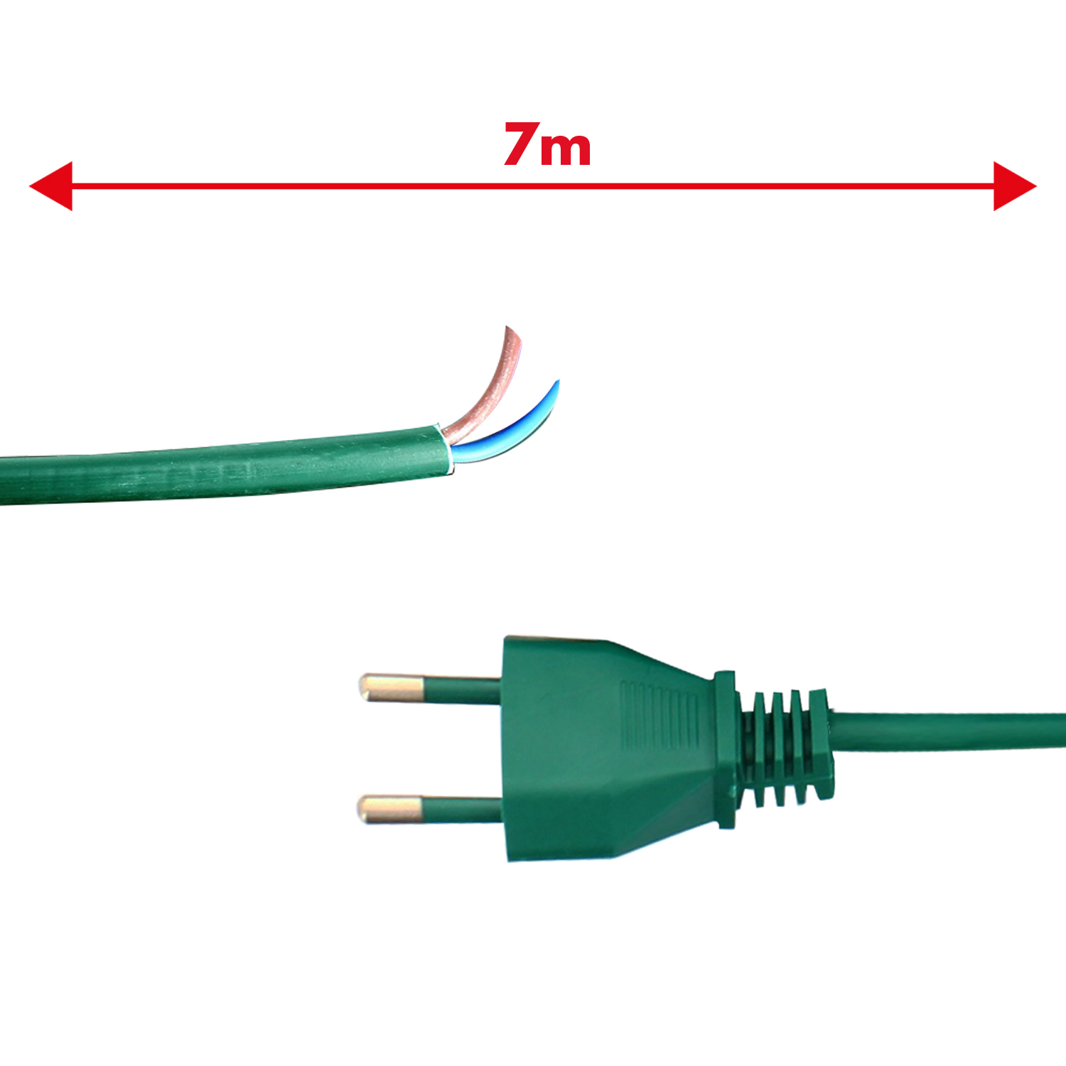 Cavo alimentazione Verde 7mt 2x0,75mm spina Italia adattabile a modelli VK116 >