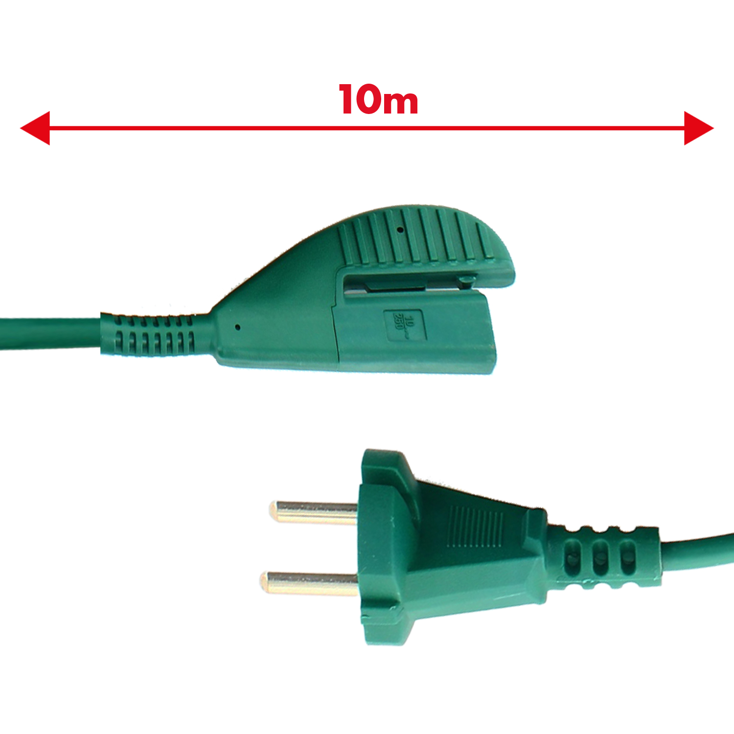Cavo alimentazione verde 10mt 2x0,75mm spina tedesca schuko adattabile a modelli
