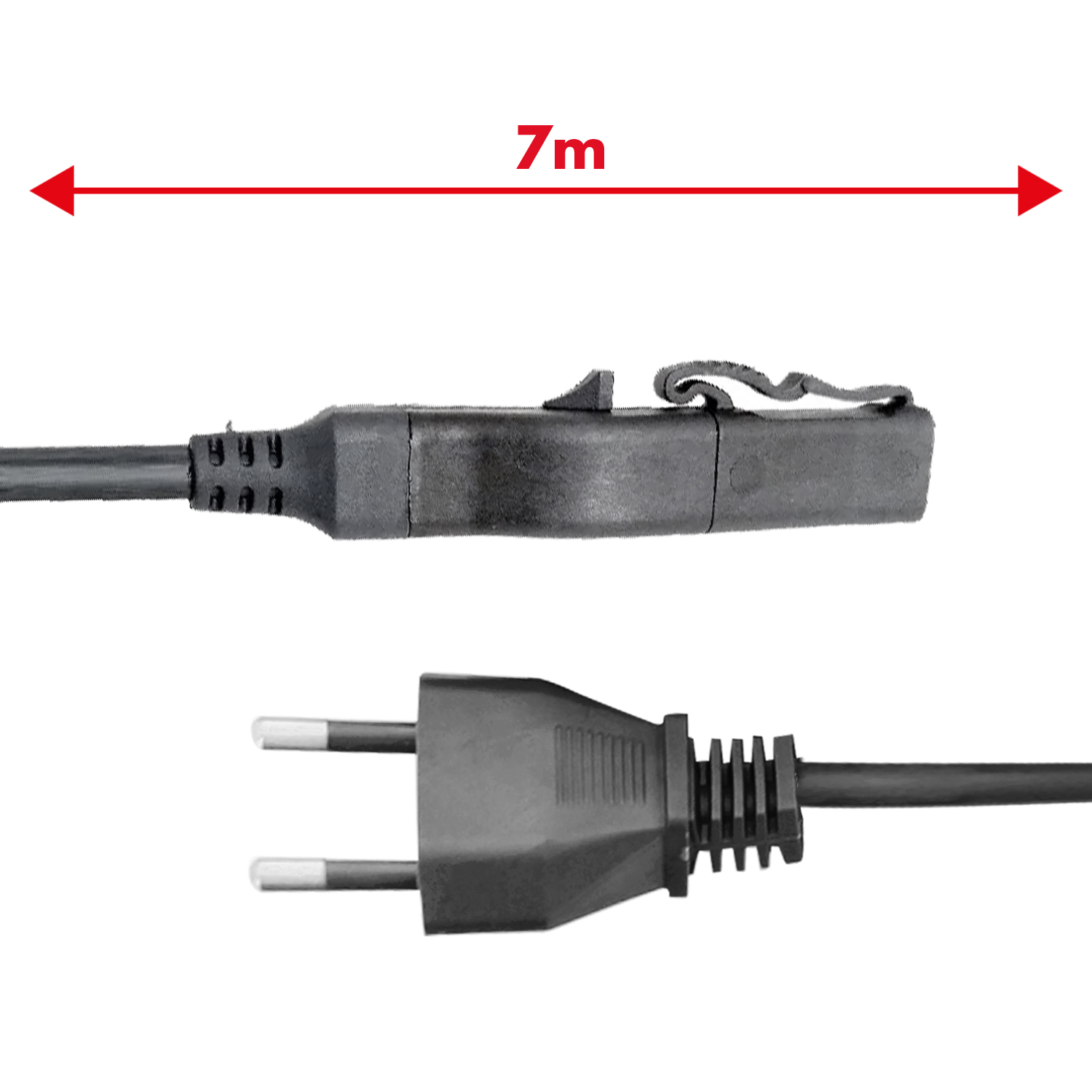 Cavo alimentazione grigio 7mt 2x0,75mm spina Italia adattabile a modelli VK200 e