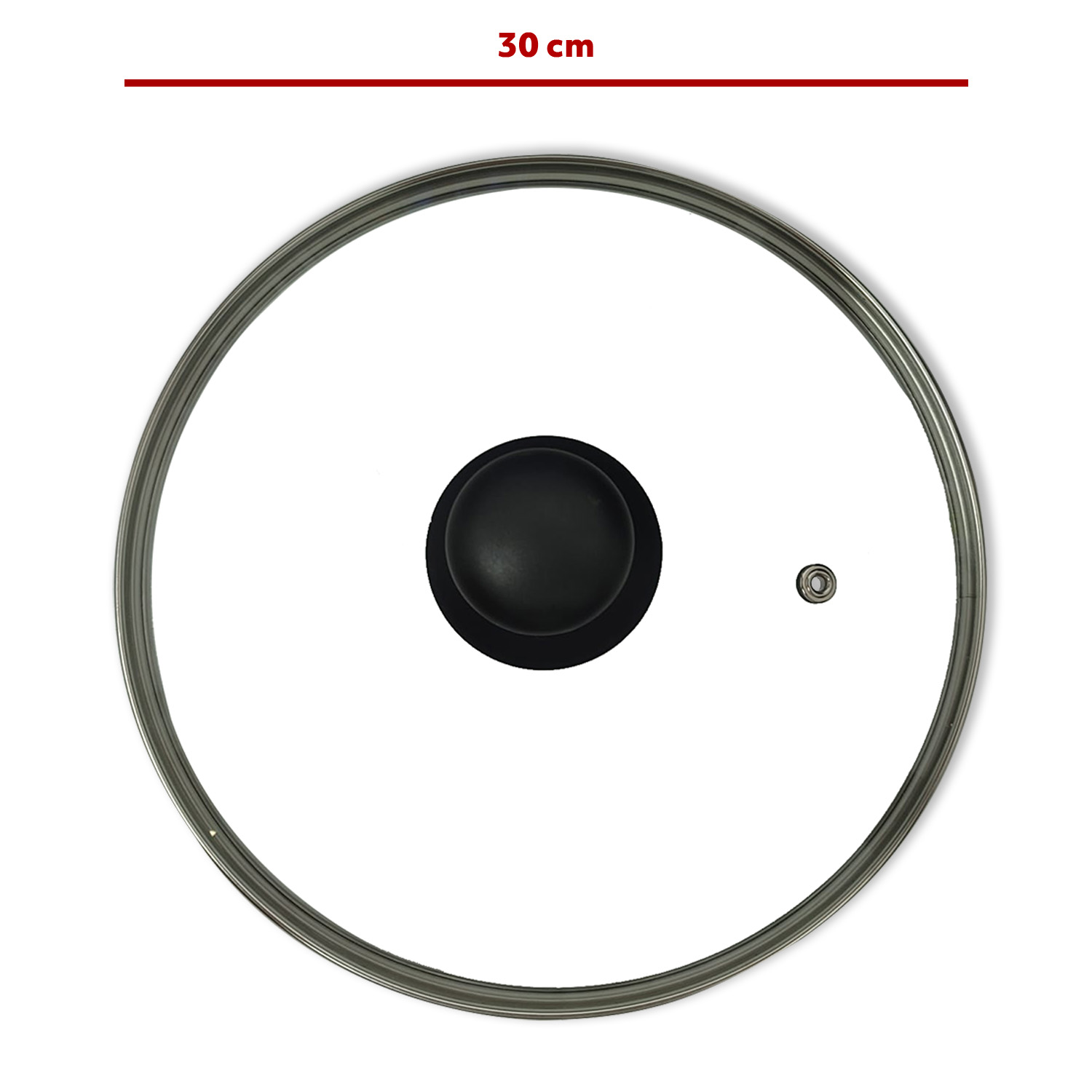 Coperchio in vetro con pomello atermico e bordo inox Ø 30cm per pentole e padel