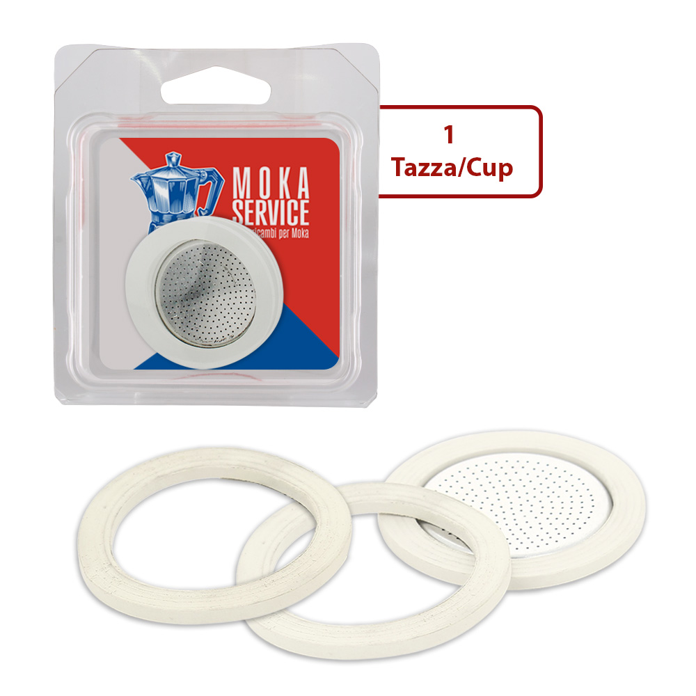 Kit guarnizioni in gomma con filtro 3 pz - 1 tazza - adattabile Moka
