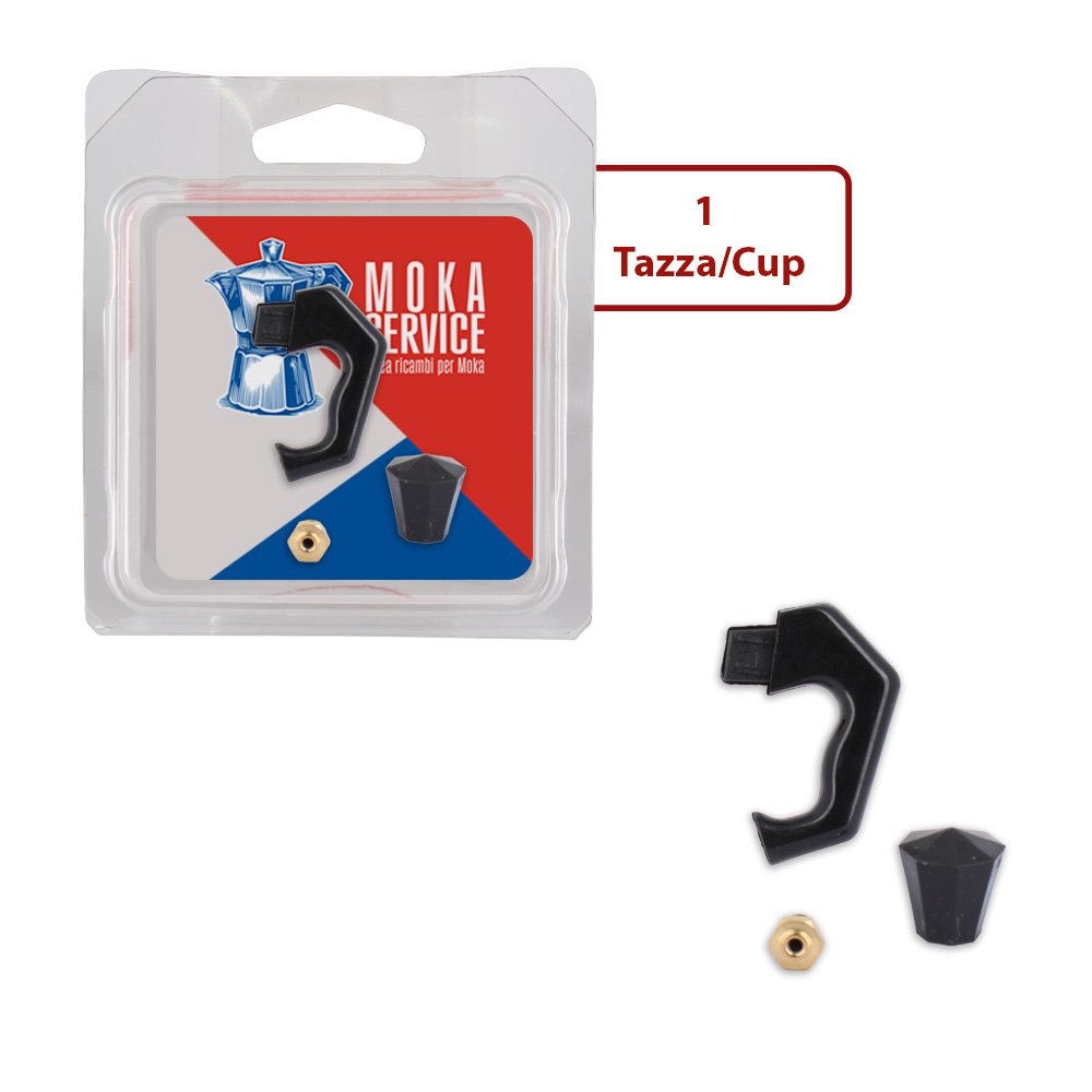 Kit manico - pomolo - valvola - vite 1 Kit - 1 tazza - adattabile Moka