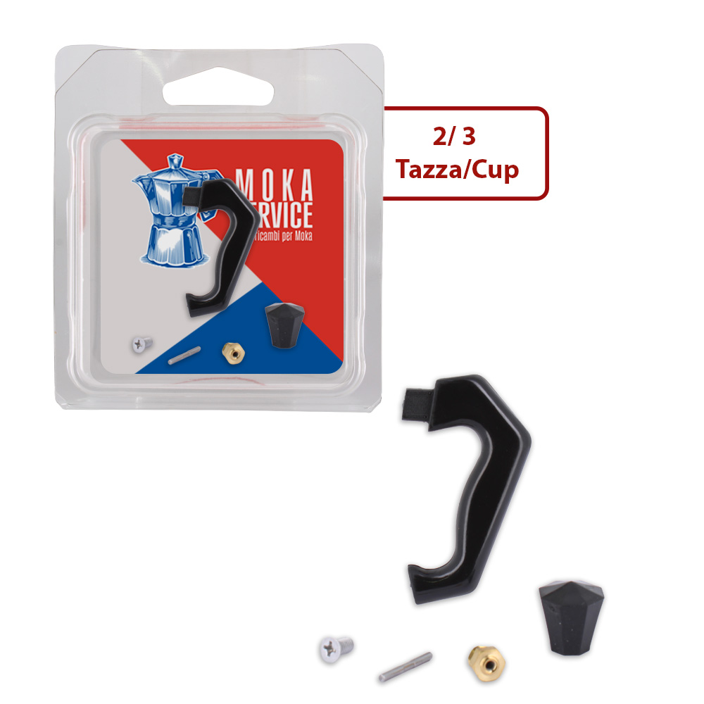 Kit manico - pomolo - valvola - vite 1 Kit - 2/3 tazze - adattabile Moka