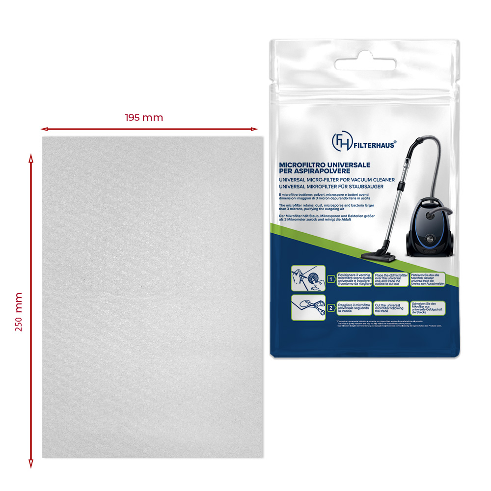 Microfiltro dimensione 195 x 250mm doppio strato ritagliabile di colore bianco