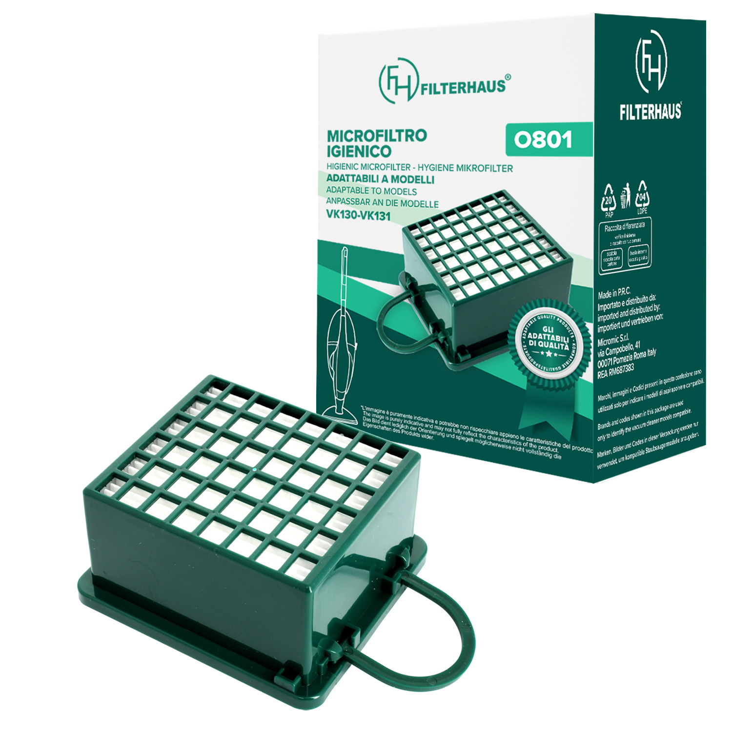 Microfiltro igienico Hepa adattabile a modelli VK130 e VK131