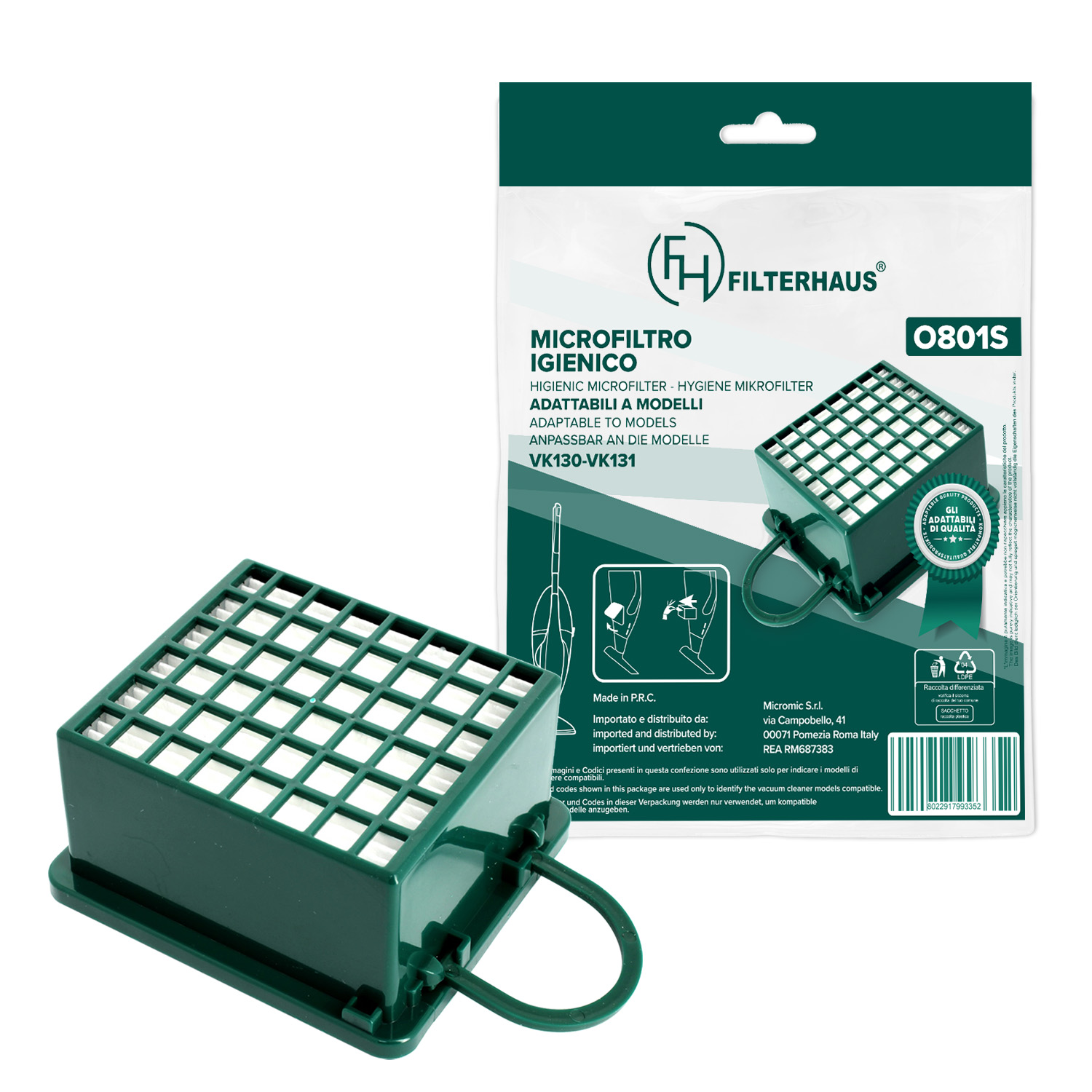 Microfiltro igienico Hepa adattabile a modelli VK130 e VK131