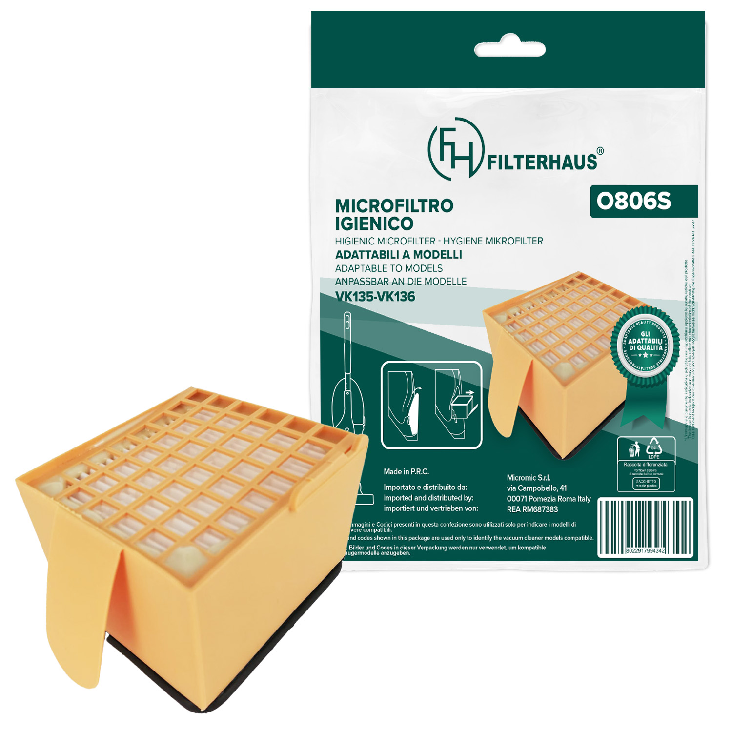 Filtro igienico in busta adattabile modelli vk135/vk136 marca: adattabili follet