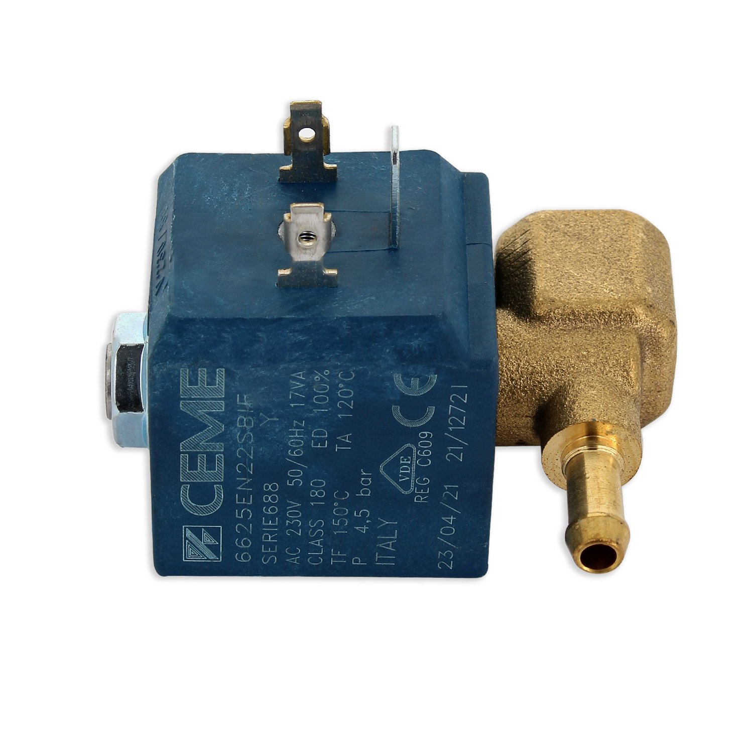 Elettrovalvola ceme attacco femmina 1/4 da 7w con portagomma in linea
