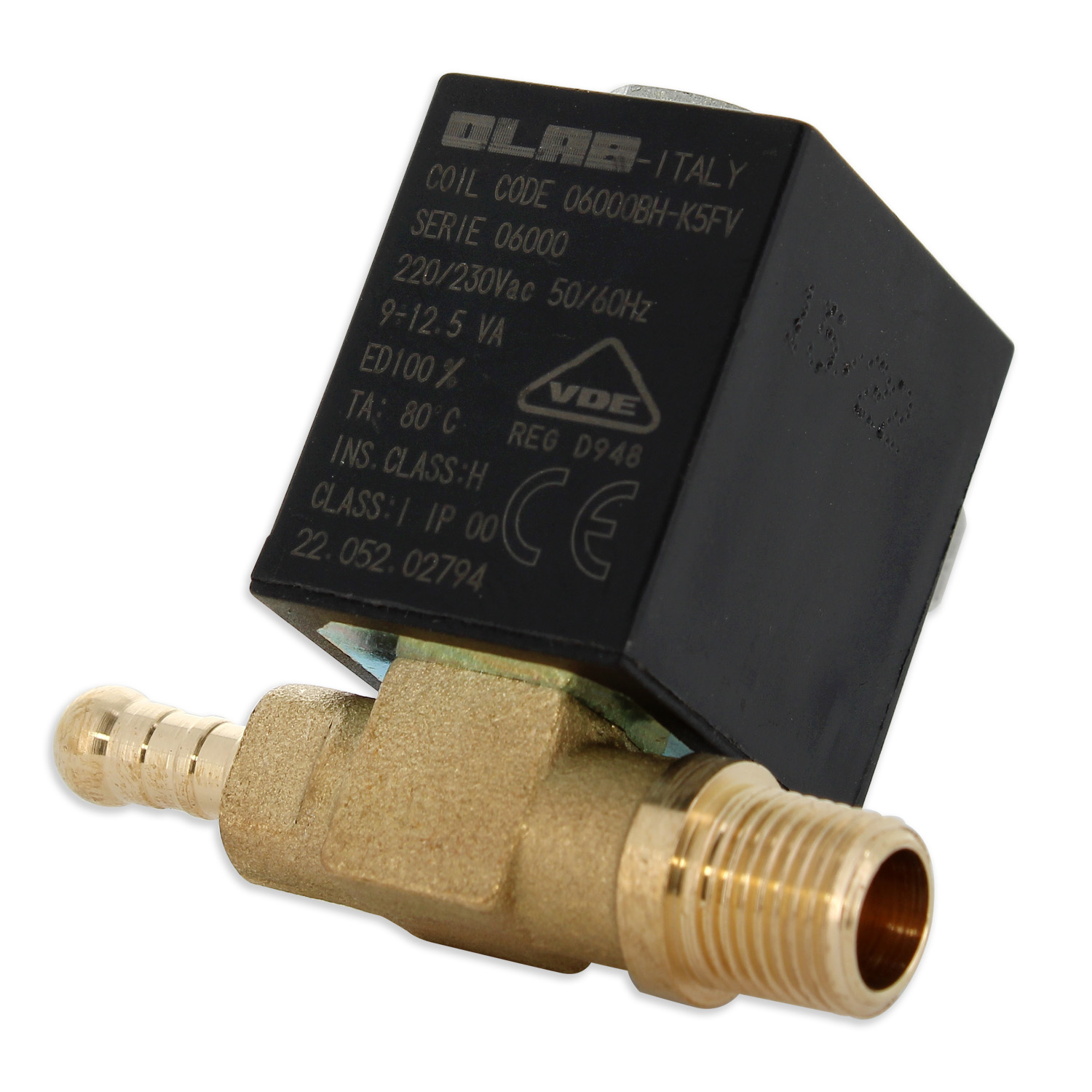Elettrovalvola olab attacco maschio 1/8 230v - 4w - 50hz con portagomma in linea