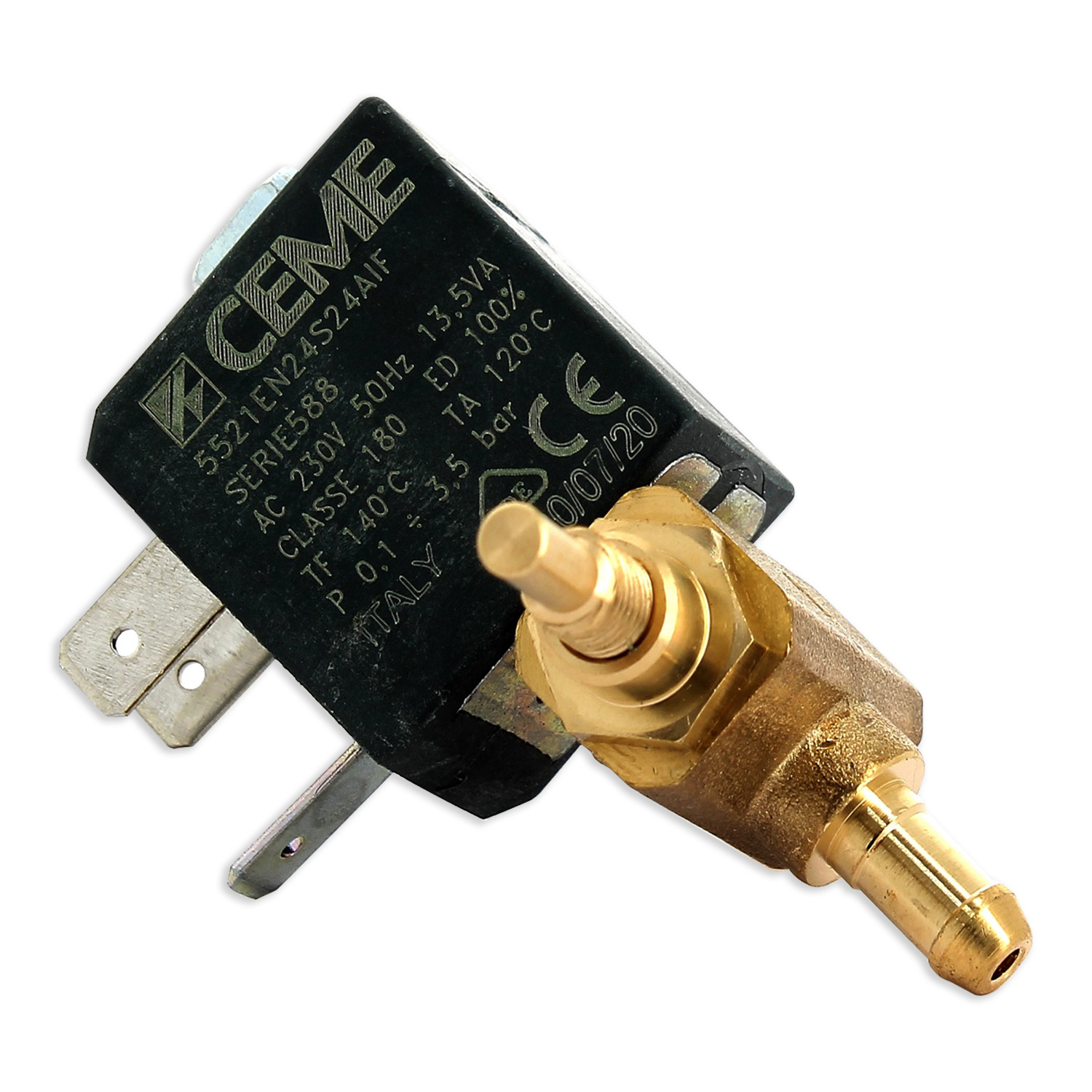 Elettrovalvola ceme attacco maschio 1/8 da 4w - 220v con portagomma regolabile e