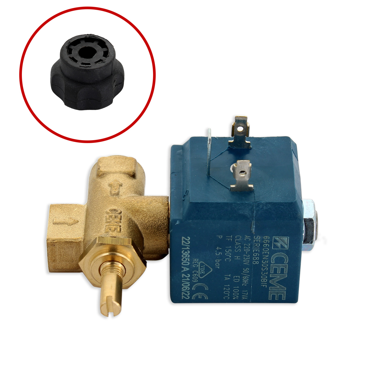 Elettrovalvola ceme attacco femmina/femmina 1/4 7w - 220v professionale con rego