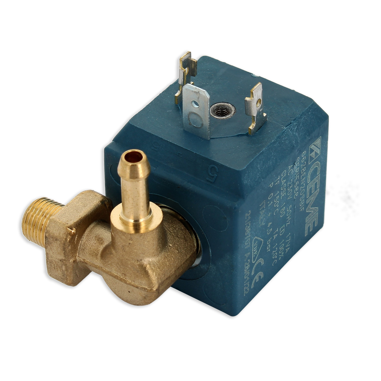 Elettrovalvola ceme attacco maschio 1/8 7w - 220v portagomma 90° destro