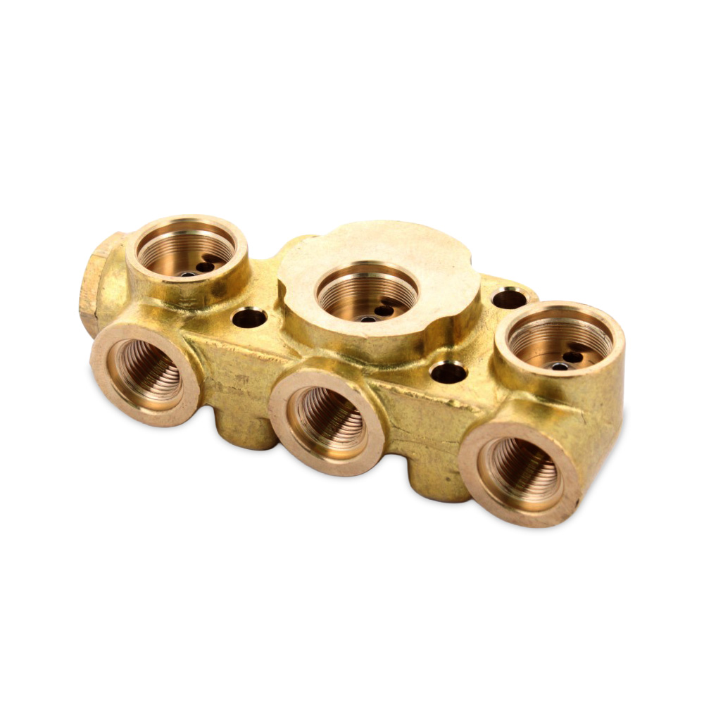Basetta ottone 3 elettrovalvole 2 vie high performance con inserti inox  adattab