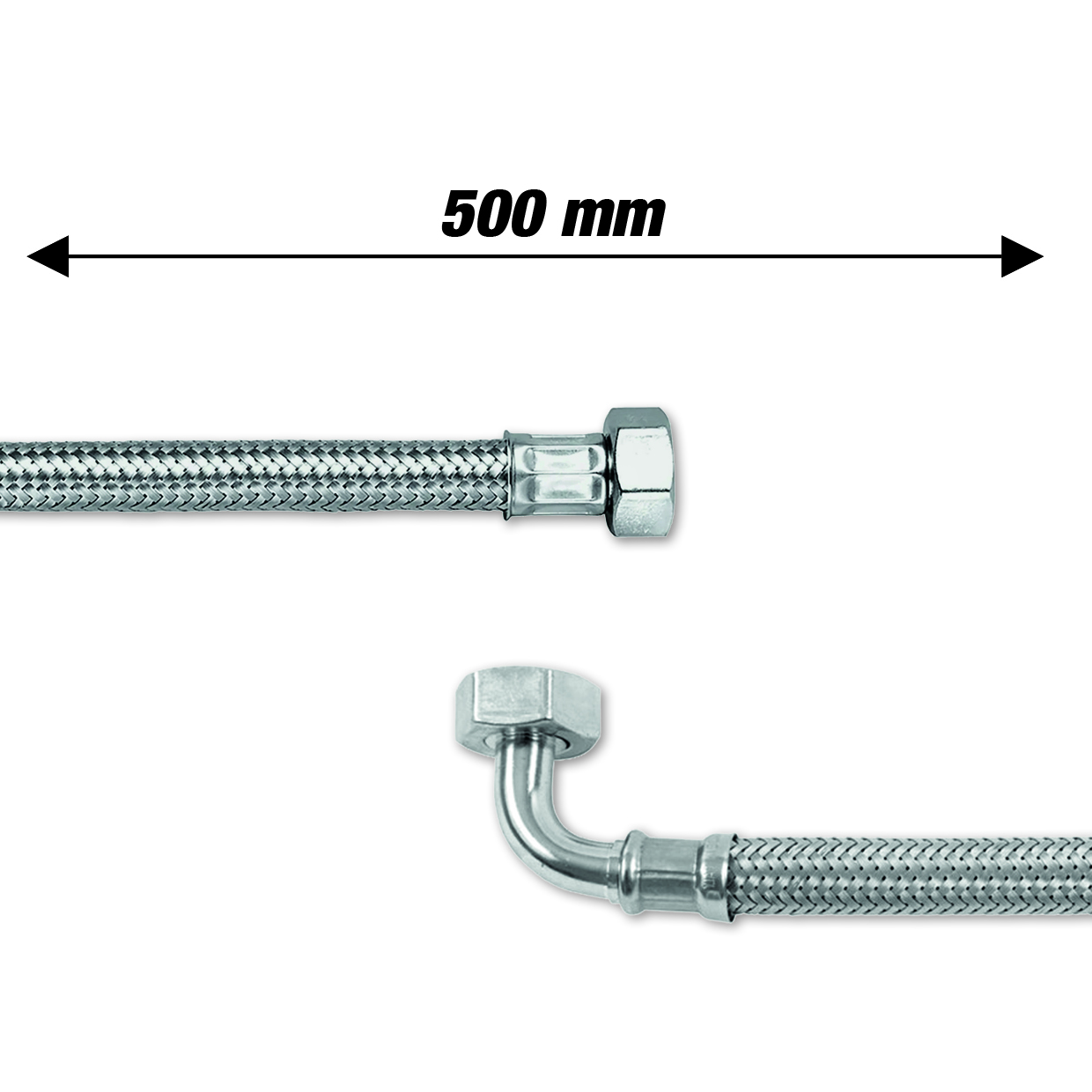 Tubo carico acqua lunghezza 500mm interno EPDM esterno trecciato inox aisi 304 a