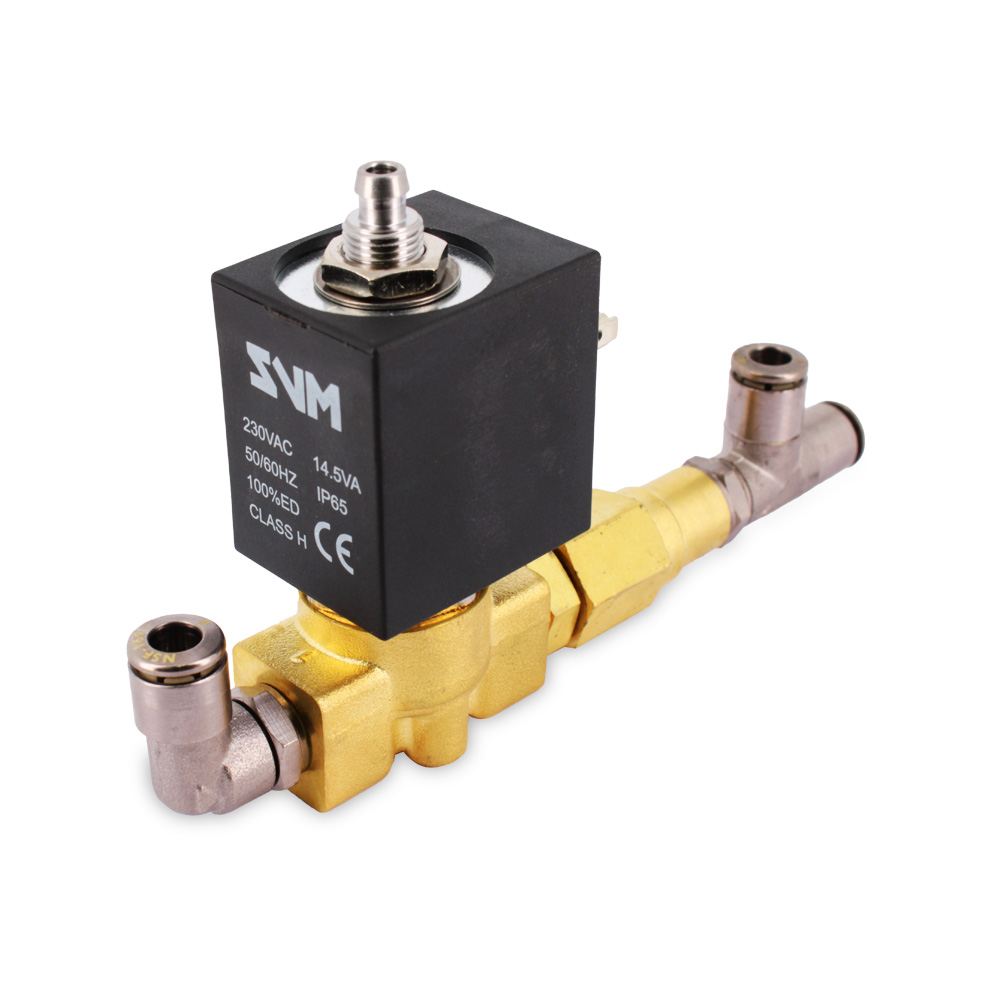 Elettrovalvola 3 vie 230V 8W comprensivo di valvola di non ritorno e raccordo us