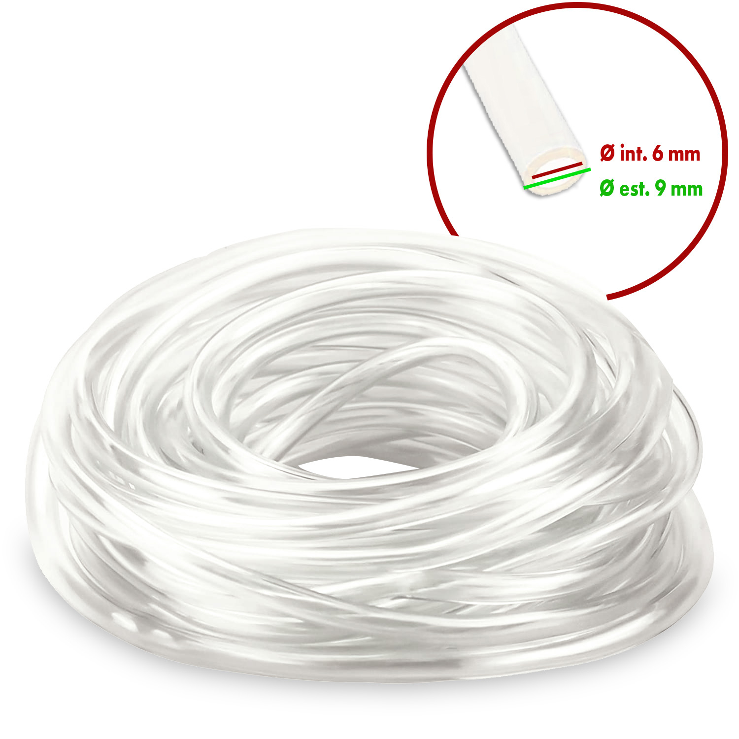 Tubo in silicone trasparente 6x9mm matassa da 30mt adattabile