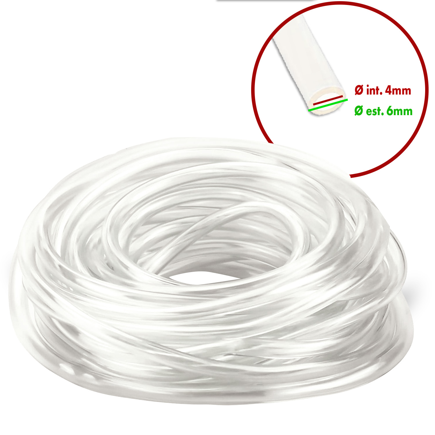 Tubo silicone trasparente 4x6mm matassa 50mt adattabile