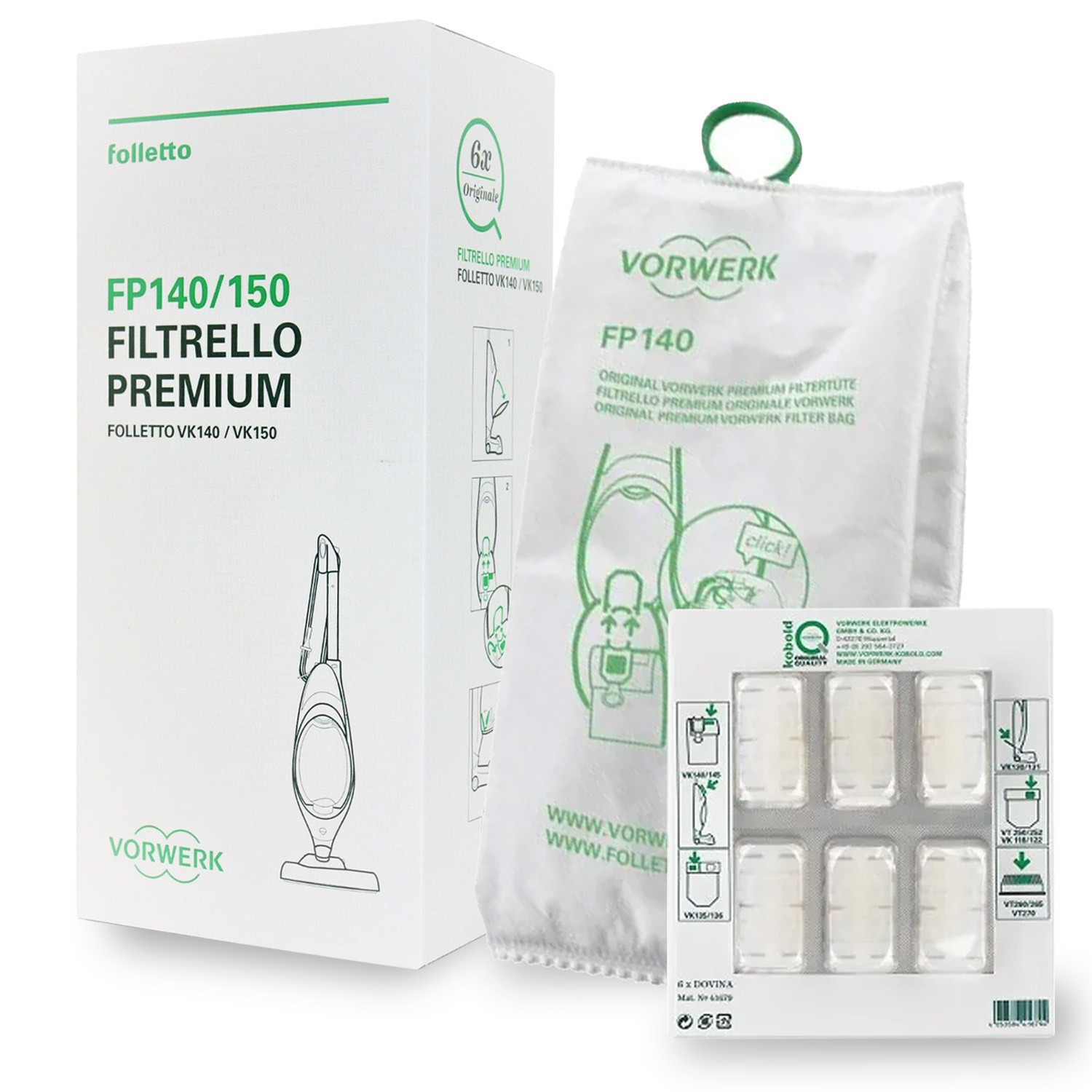 Sacchetti in microfibra per modelli VK140 e VK150 con profumini DOVINA
