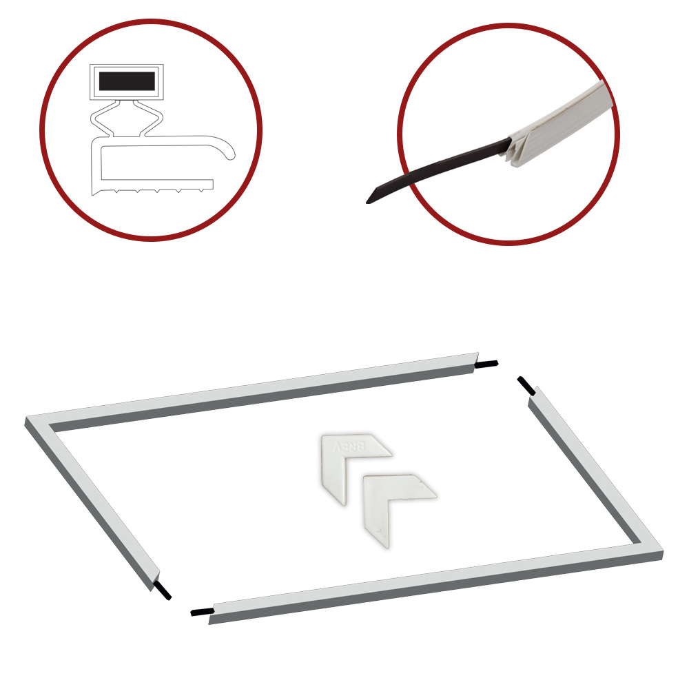 Guarnizione porta frigo universale con magnete 2 angolari 1300x700mm  con 2 giun