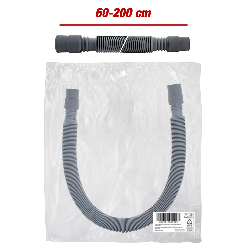 Tubo scarico estensibile 60-200cm Ø19-22 confezionato con foro