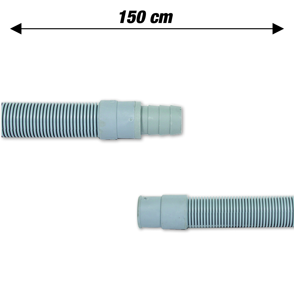 Tubo scarico corrugato 150cm 19x24mm raccordo dritto gomma Ø19mm con giunto adat