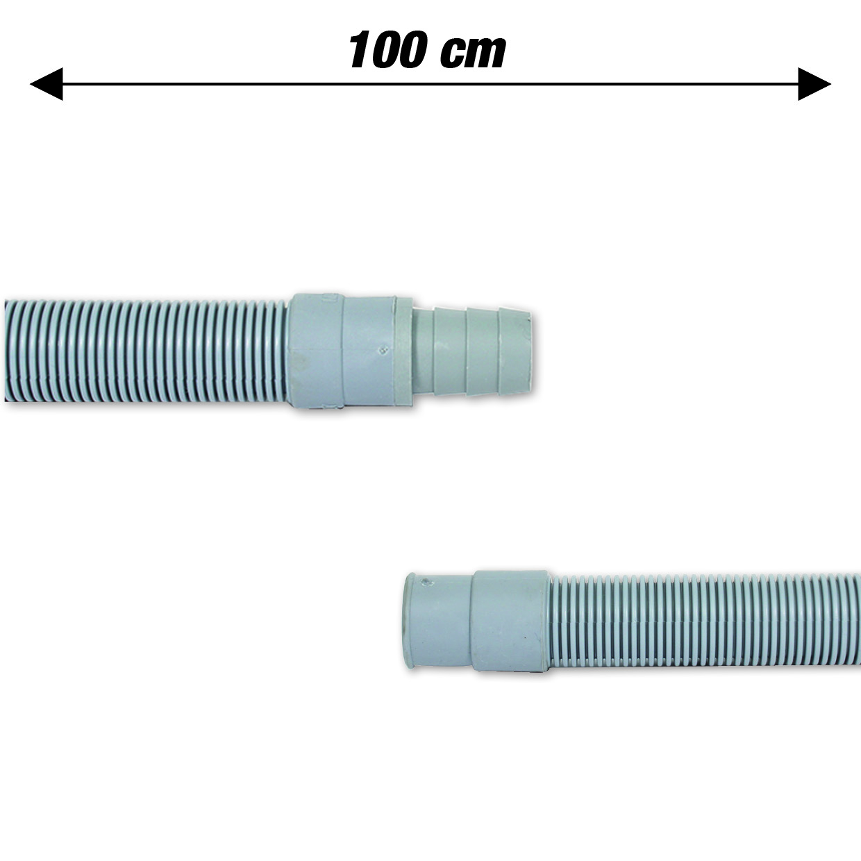 Tubo scarico corrugato 100cm 19x24mm raccordo dritto gomma Ø19mm con giunto adat
