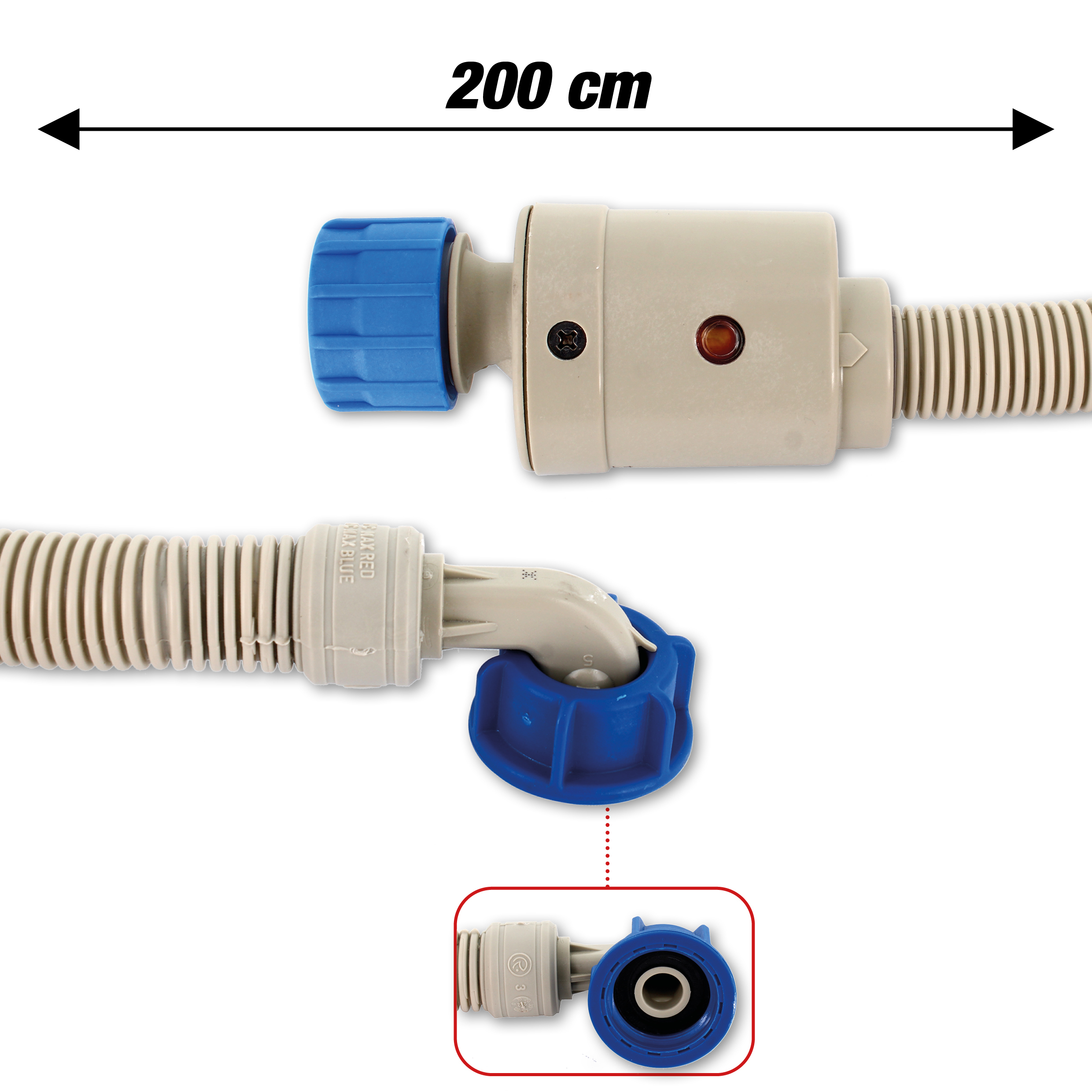 Tubo carico con sicurezza 200cm max 25°c 0,2-10bar 3/4 ff curva/dritto