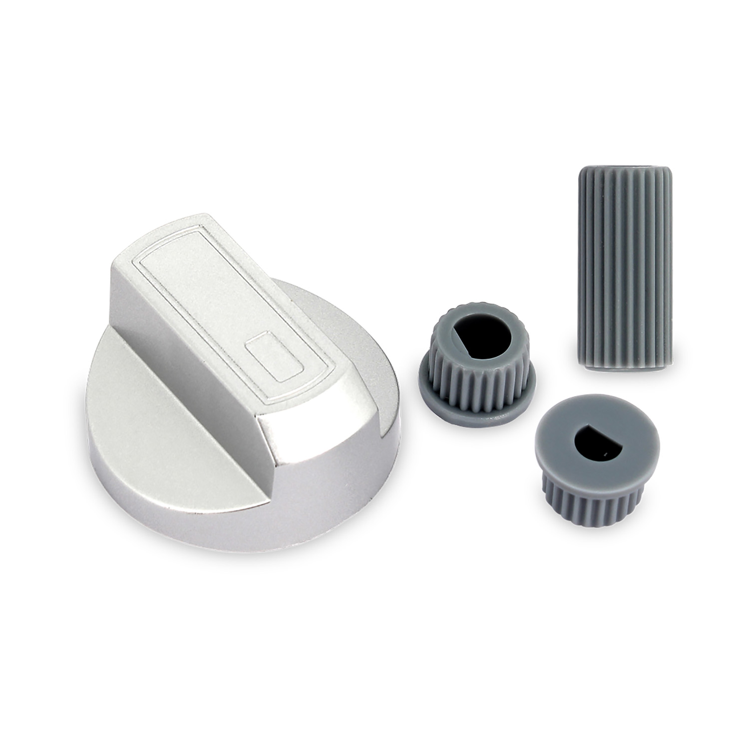Manopola cucina linea moderna 1pz + kit adattatori asse raso e asse alto Ø 6 e 8