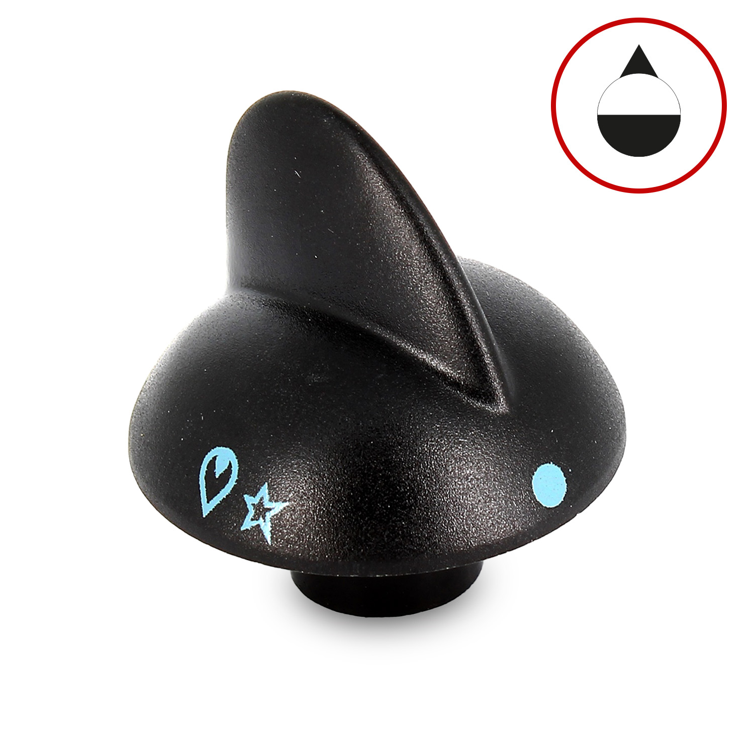 Manopola piano cottura di colore nero Ø 6mm mozzo 8mm adattabili