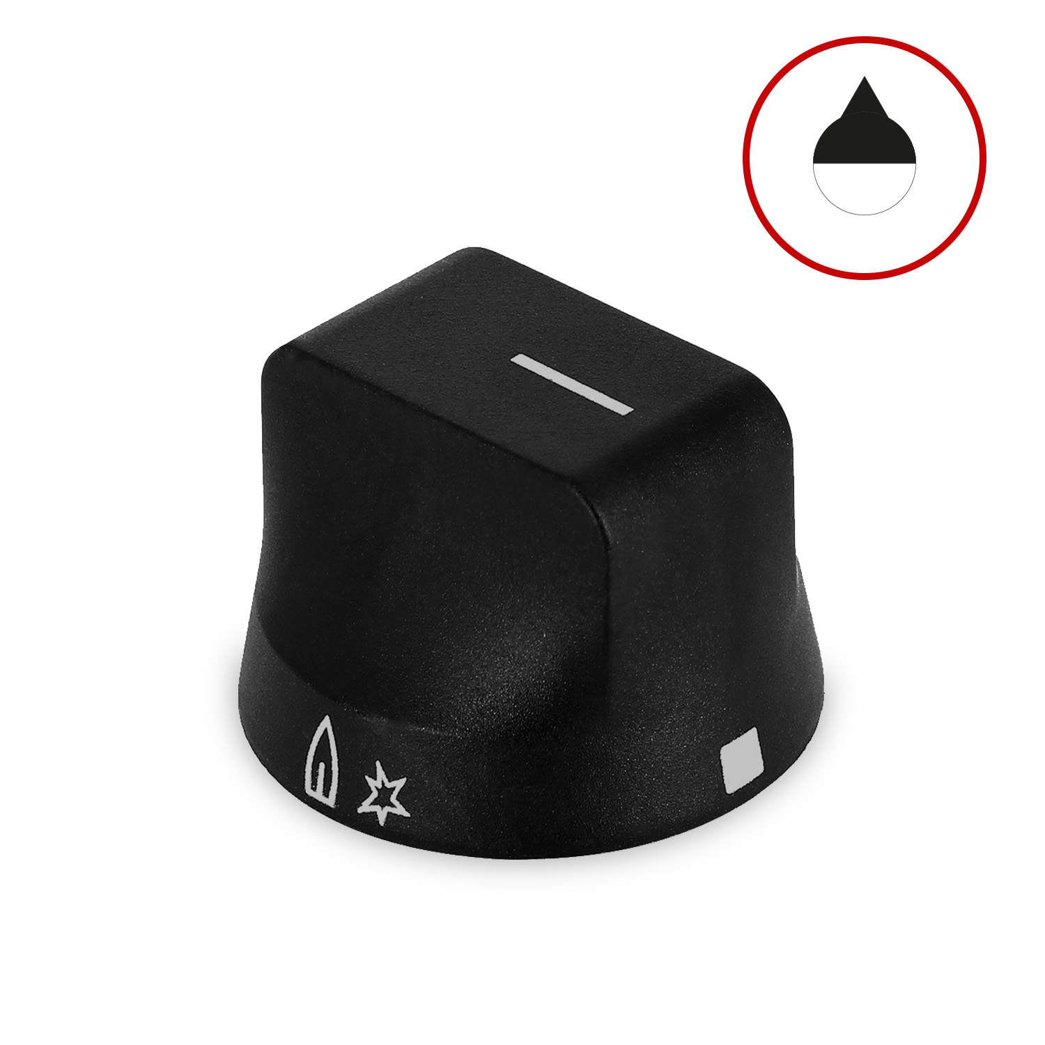 Manopola piano cottura di colore nero Ø 6mm mozzo 3mm adattabili