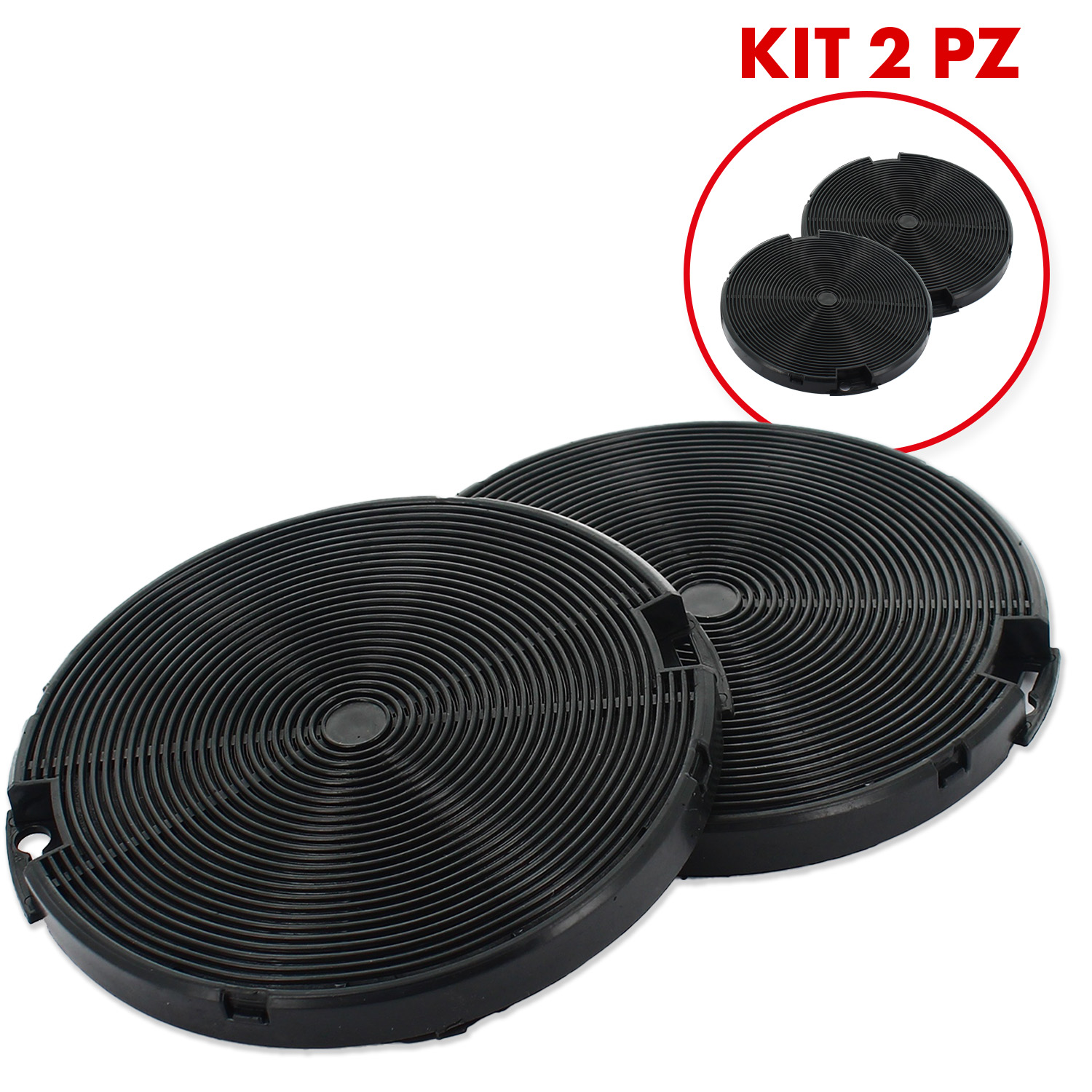 Filtro per cappa aspirante con carbone attivo Ø 152 x h 15 mm kit 2pz adattabile