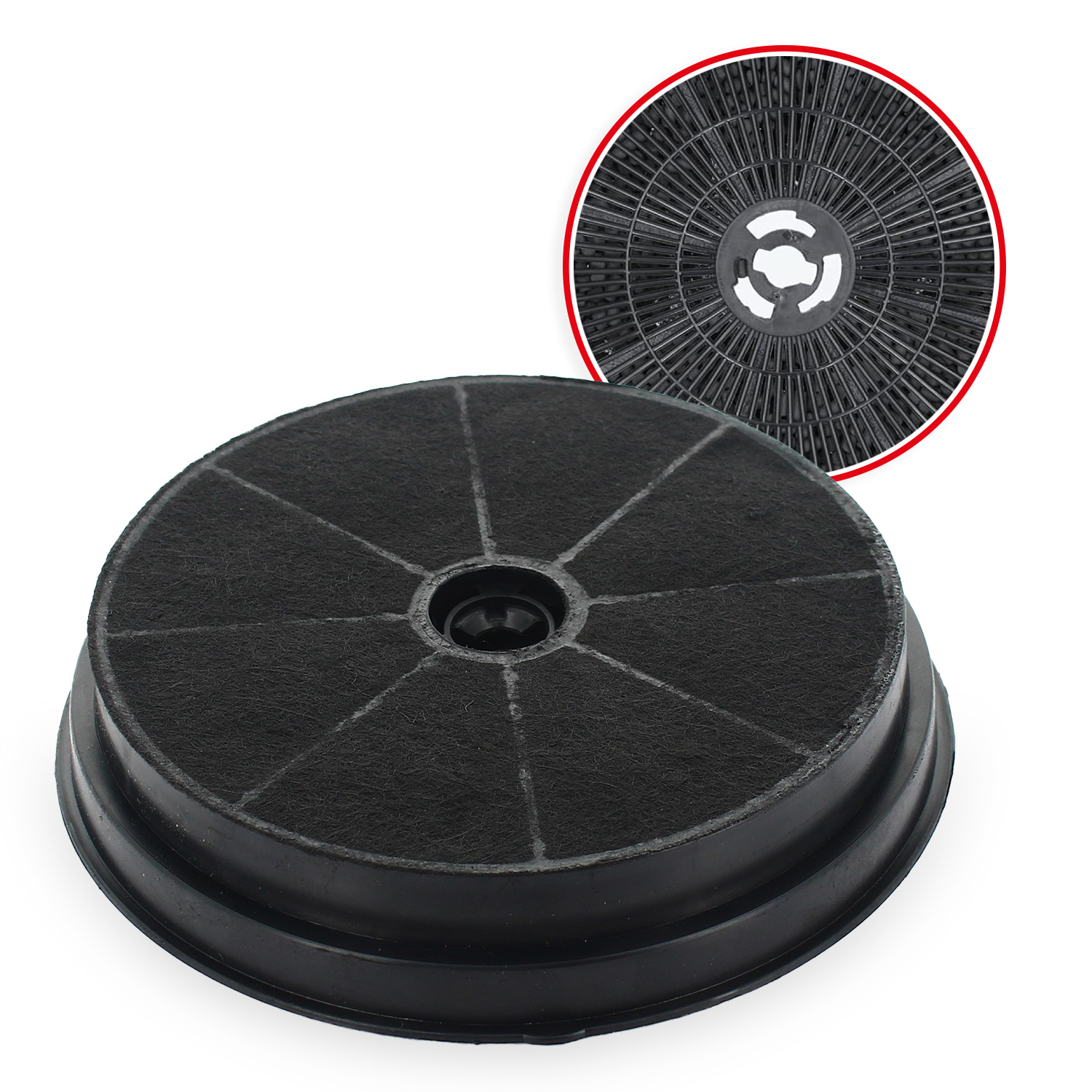 Filtro per cappa aspirante con carbone attivo Ø 193 x h 35 mm adattabile D180