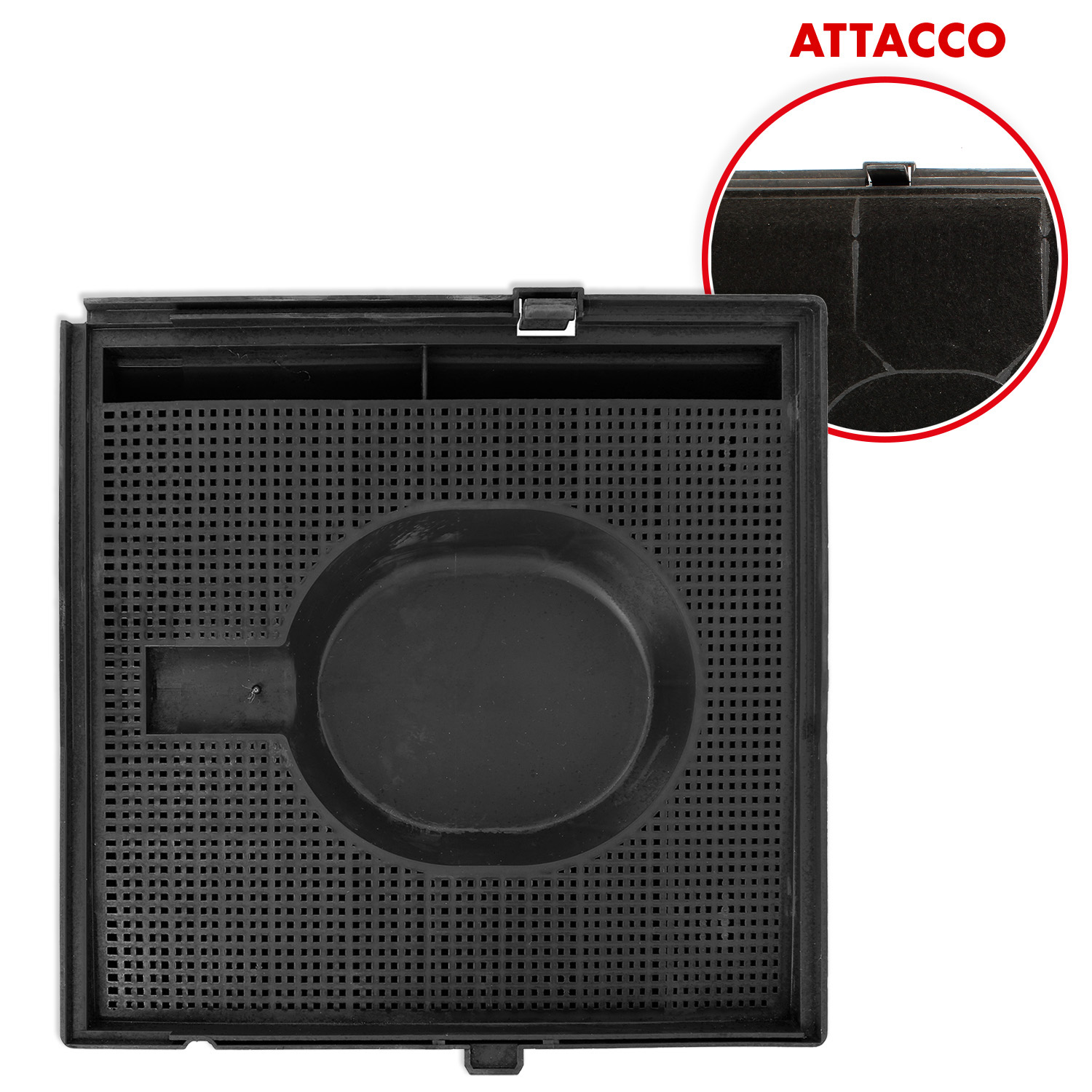 Filtro per cappa aspirante con carbone attivo 255 x 260 50mm d095 adattabile