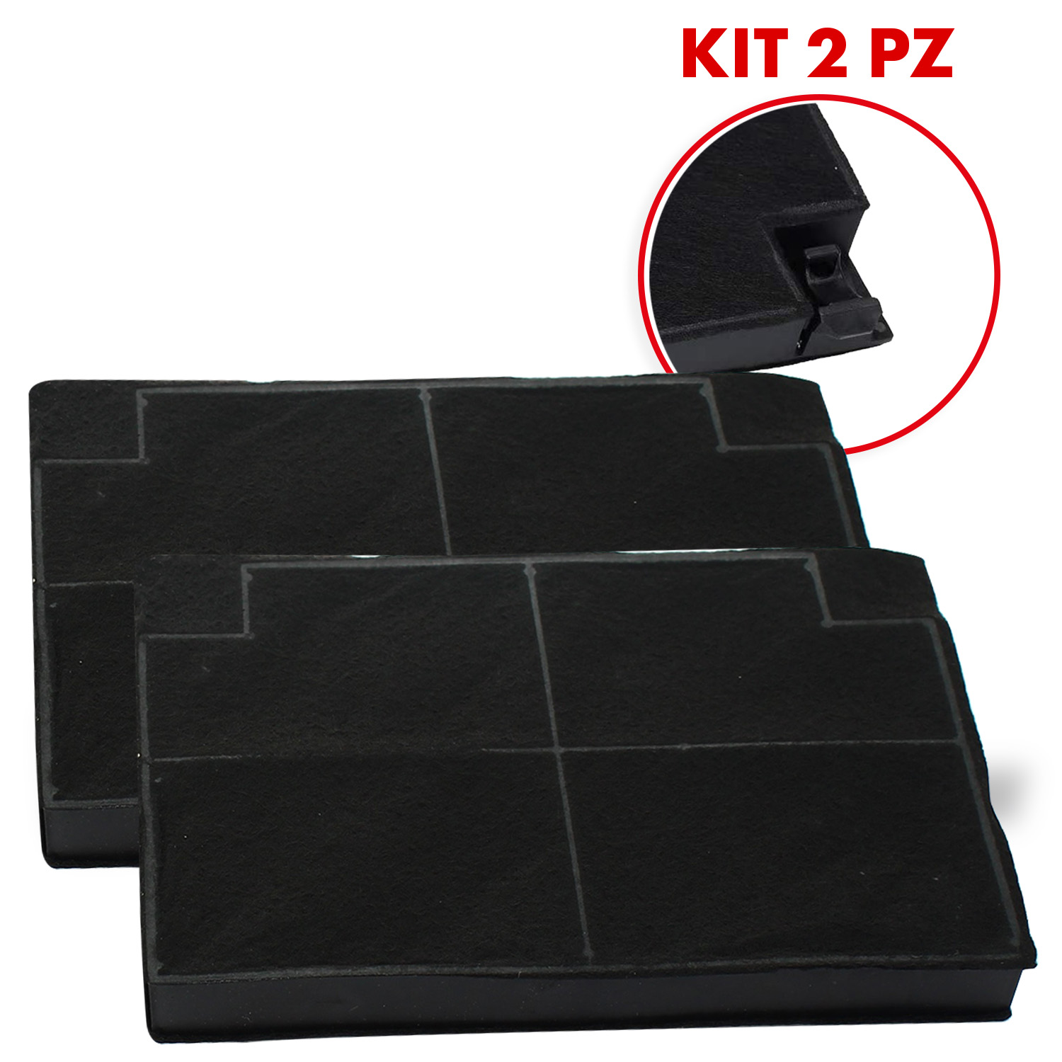 Filtro per cappa aspirante con carbone attivo 192 x 140 h 21 mm kit 2 pz adattab