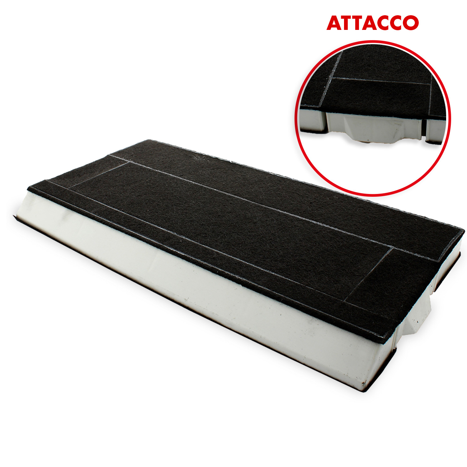 Filtro per cappa aspirante con carbone attivo 380 x 195 h 27 mm adattabile