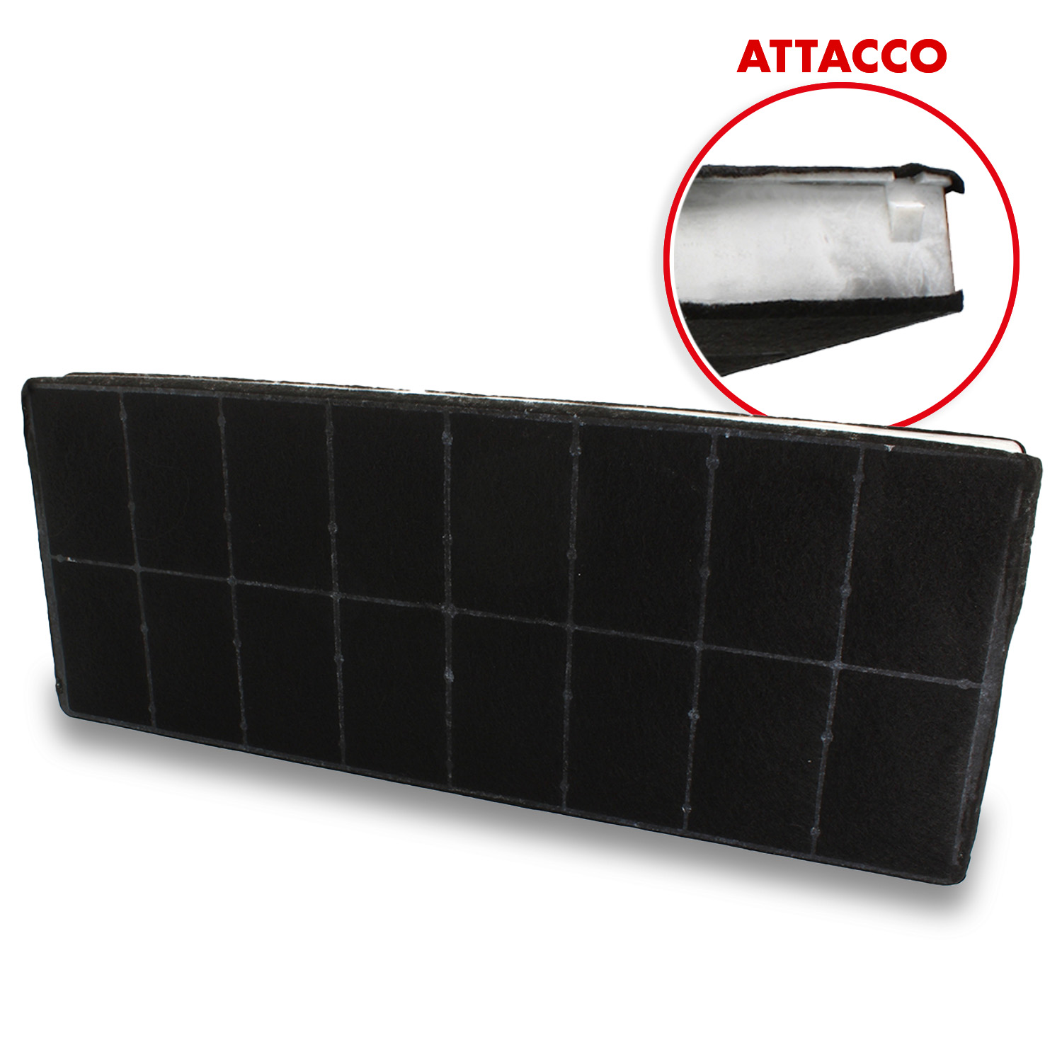 Filtro per cappa aspirante con carbone attivo 425 x 170 h 30 mm adattabile