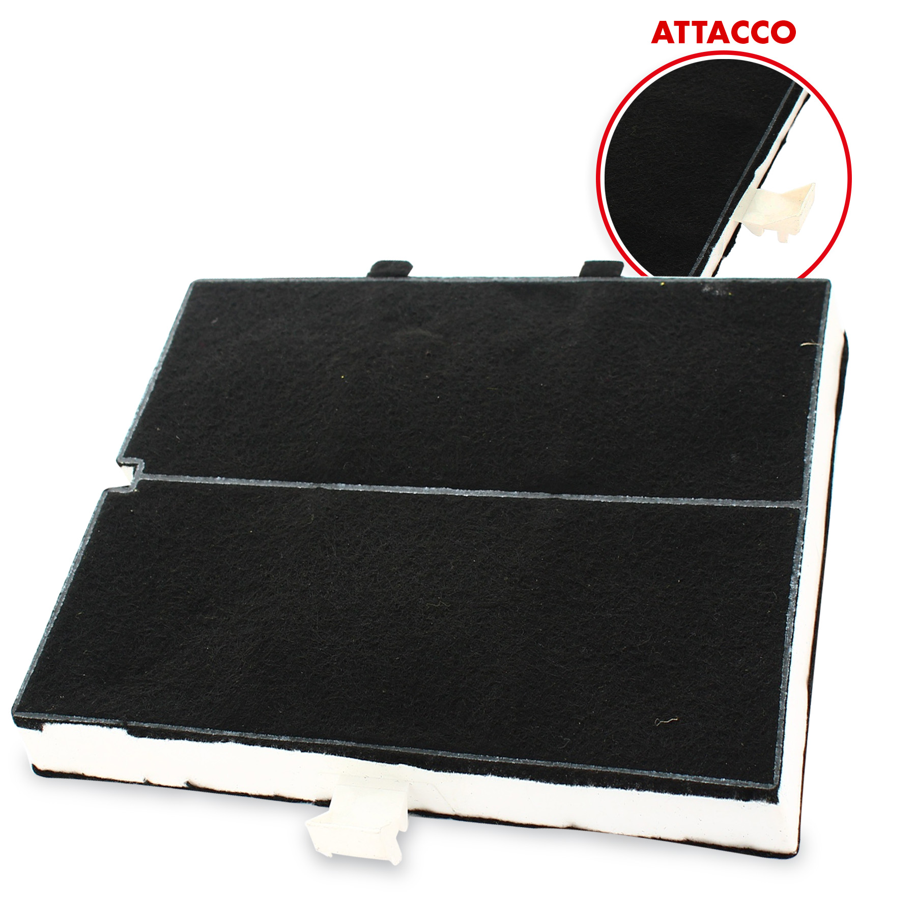 Filtro per cappa aspirante con carbone attivo 255 x 224 h 23 mm adattabile