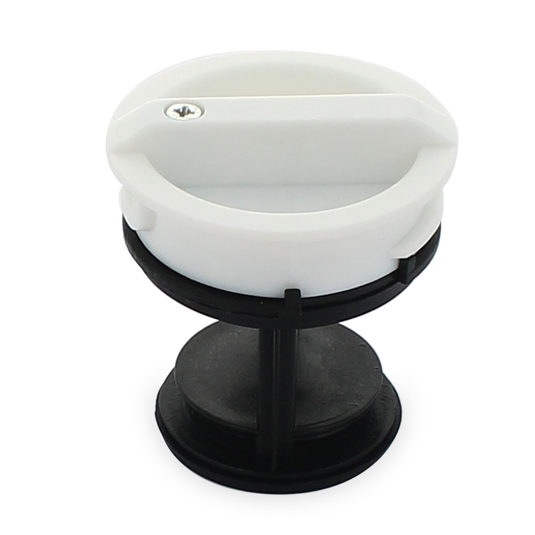 Tappo filtro autopulente per scarico lavatrice di colore bianco adattabile