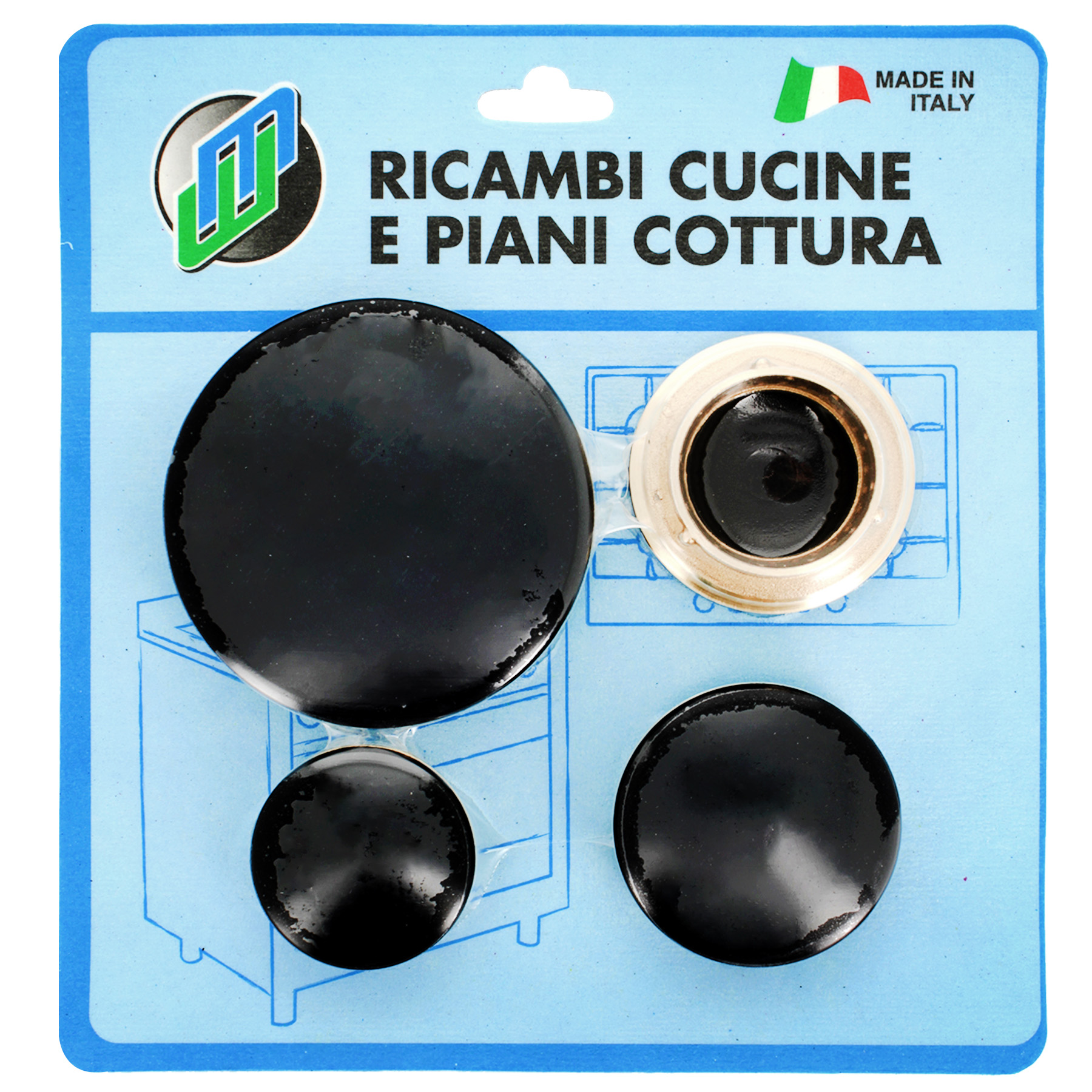 Kit 4 anelli + 4 piattelli: 1 gigante, 2 medi, 1 piccolo in blister adattabili