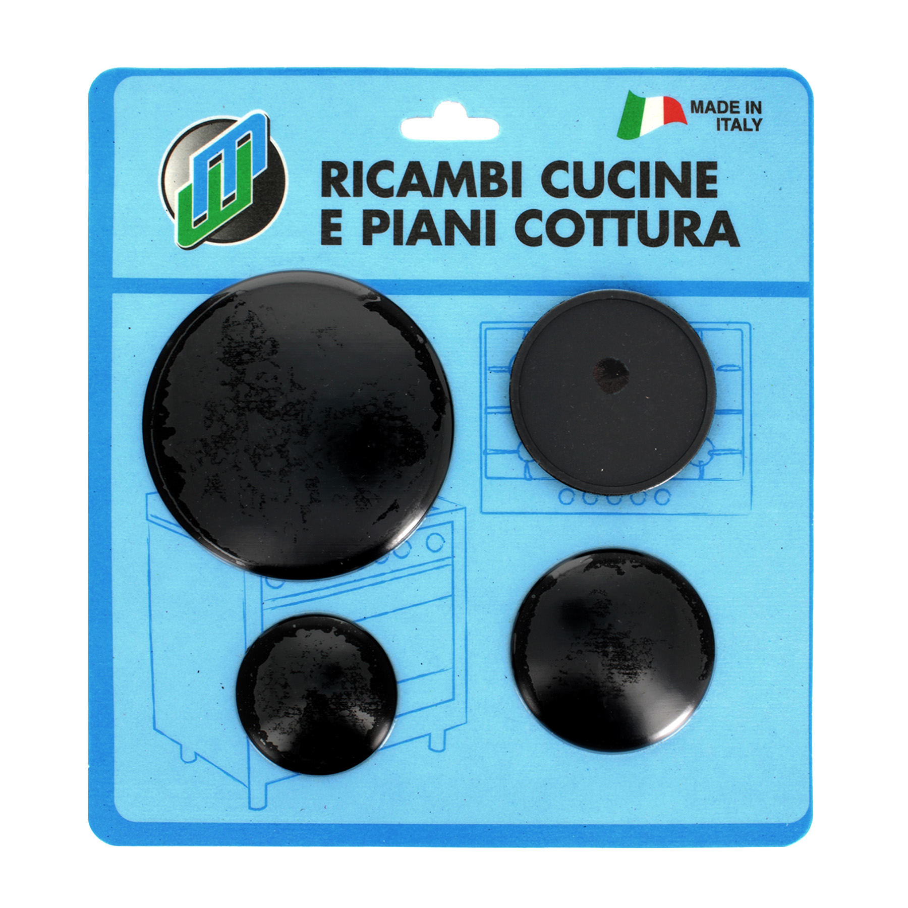 Kit 4 piattelli: 1 gigante, 2 medi, 1 piccolo in blister adattabili