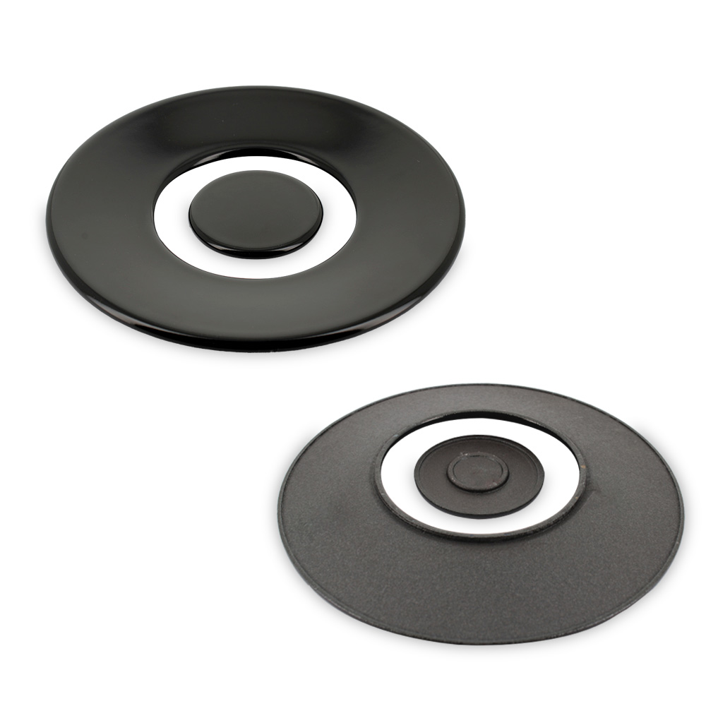 Piattelli tripla corona centrale smaltato nero Ø45 mm + piattello esterno Ø135 m