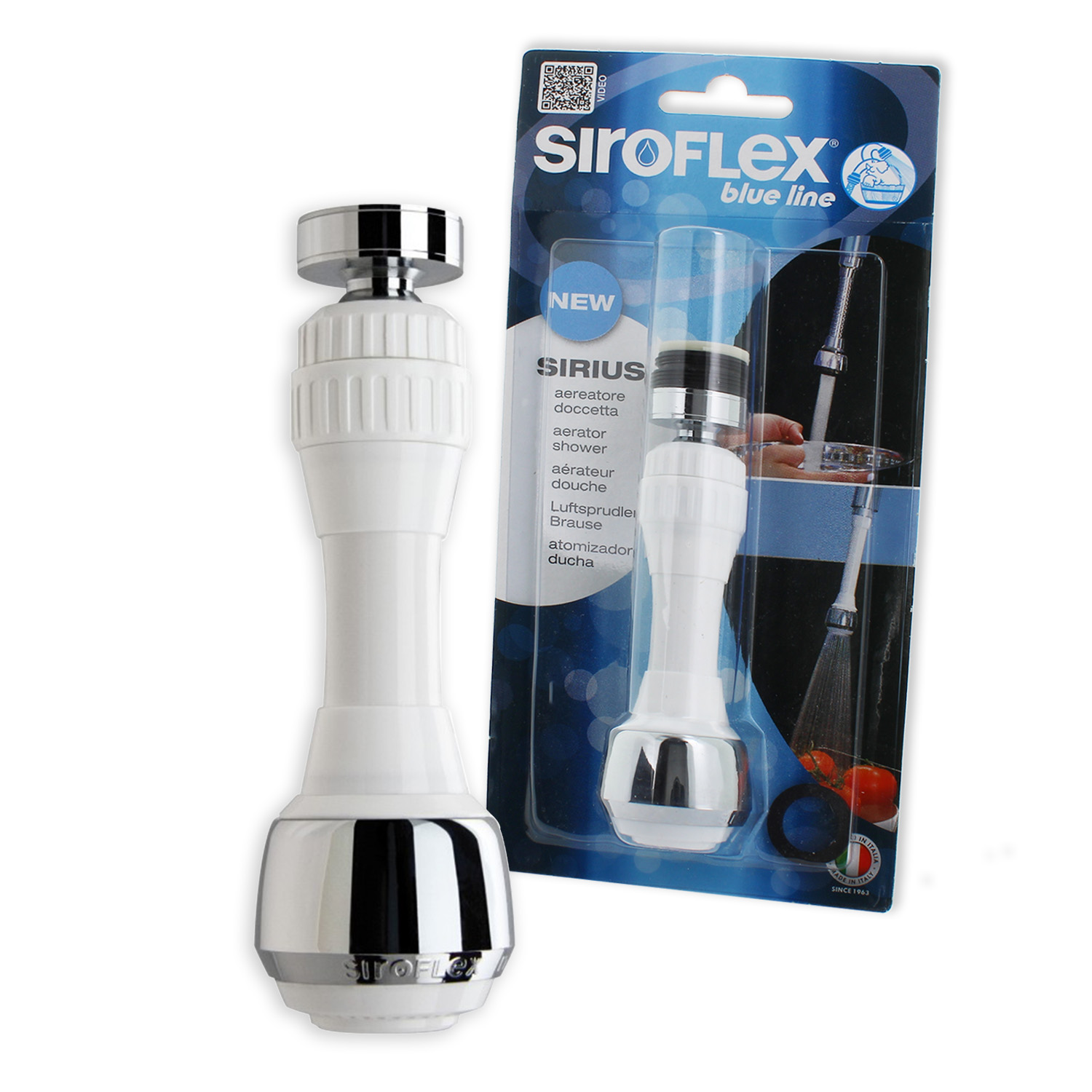 Rompigetto flessibile bianco sirius11cm , ghiera con filetto 22x1 f - 24x1 m 250