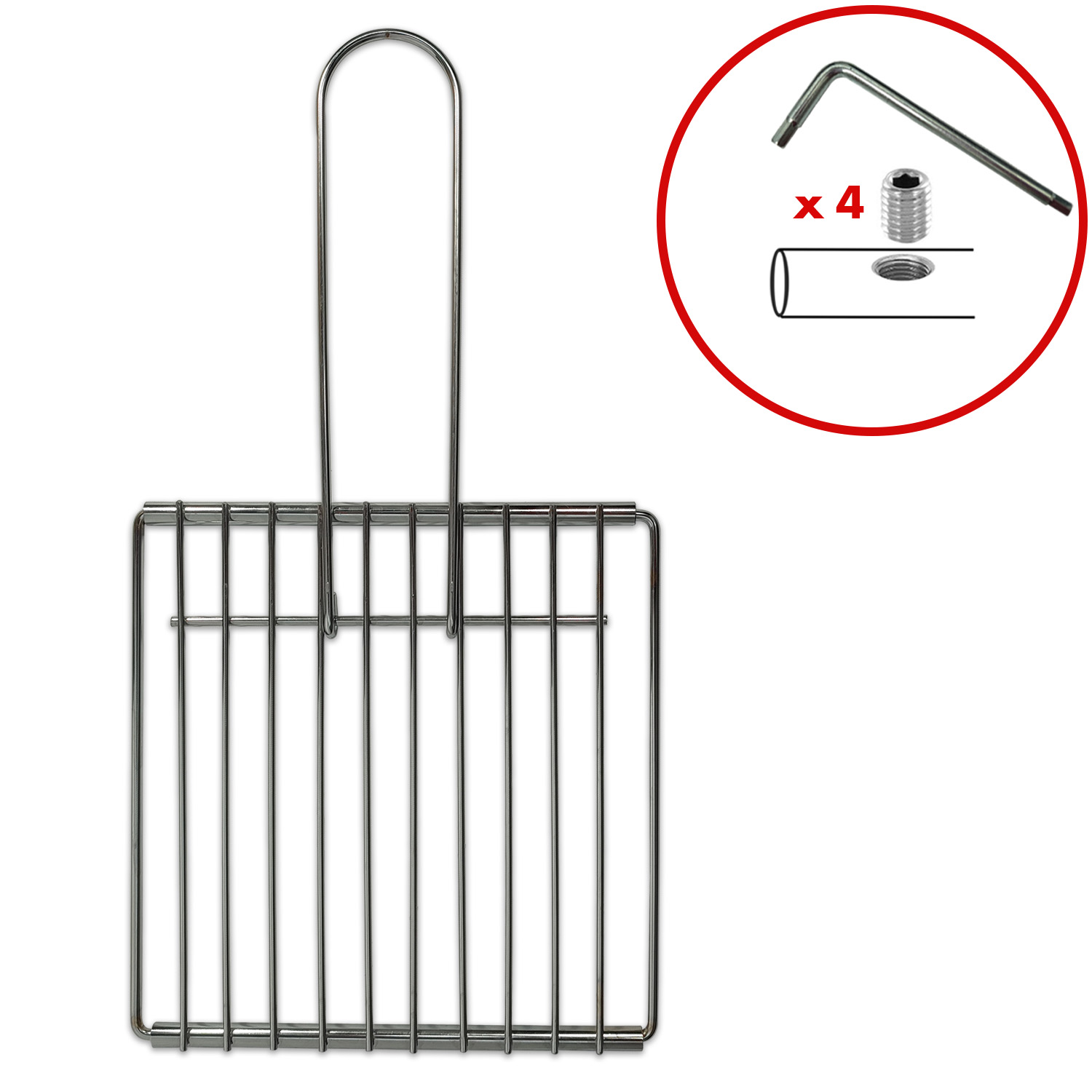 Griglia barbecue cromata estensibile misure S 23x23 cm allungabile 400x230 mm co